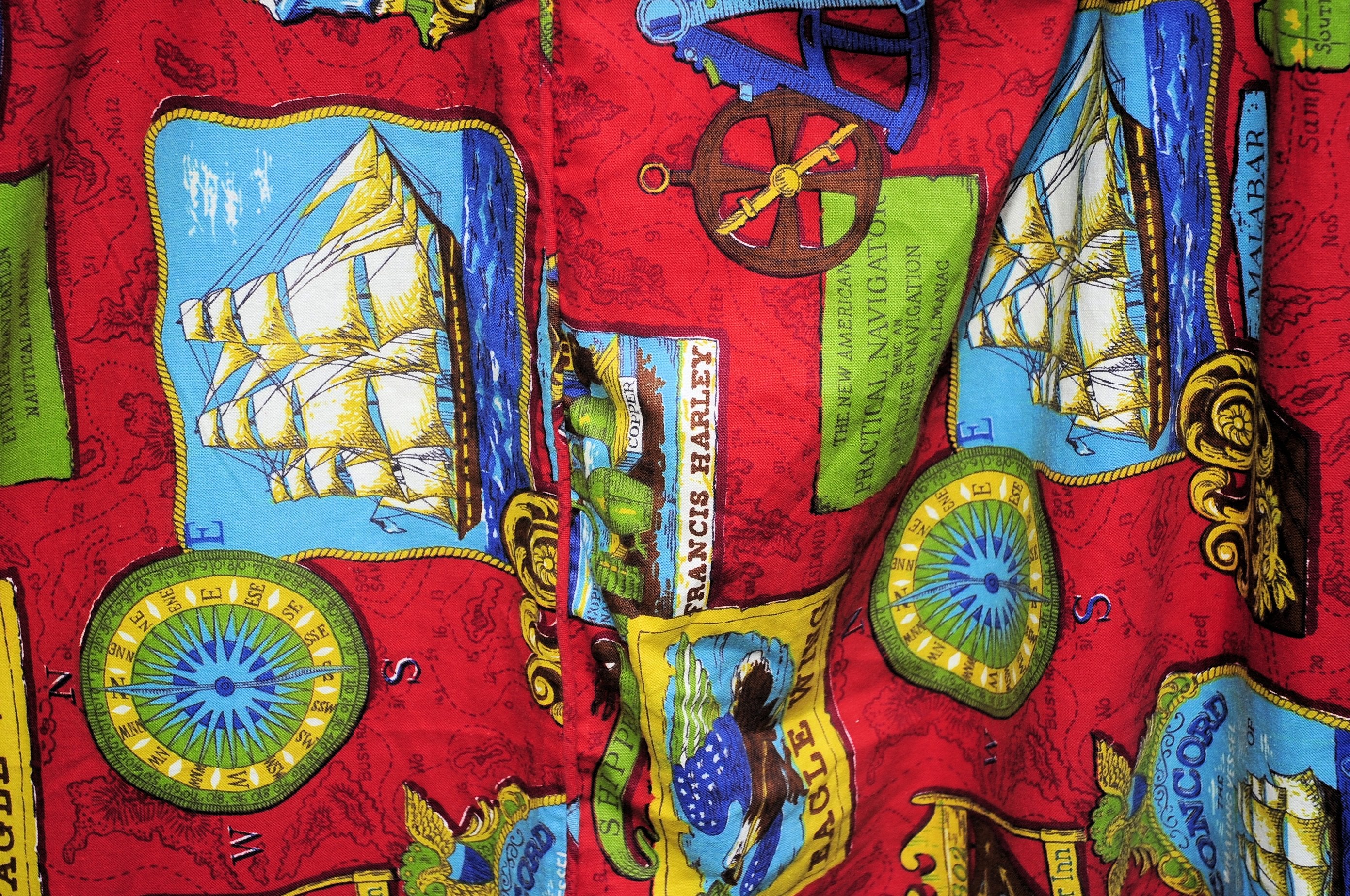 60s Vtg 60s Nautical Twin Bedspread Tall Ships Maps By Sears Perma Press - Image 10