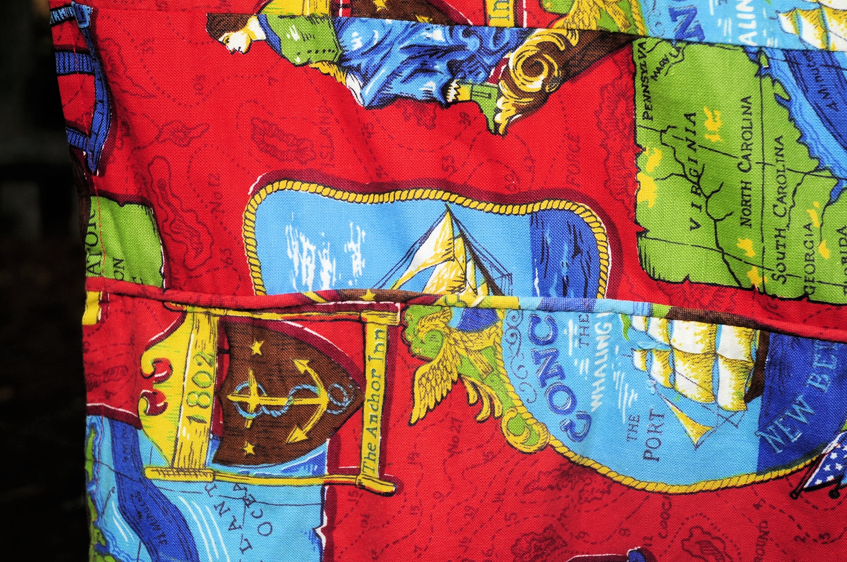 60s Vtg 60s Nautical Twin Bedspread Tall Ships Maps By Sears Perma Press - Image 11