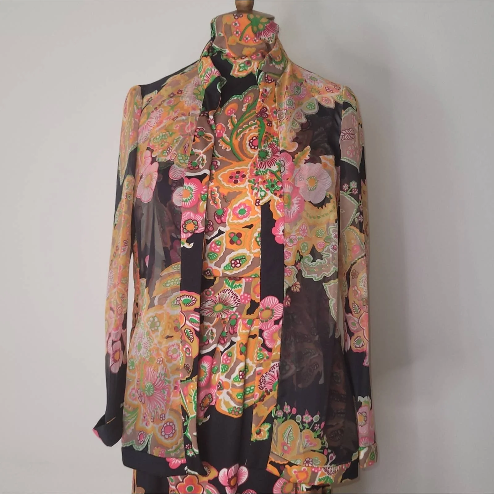 60s Vtg Multicolor Paisley Maxi Dress and Lillie Rubin Jacket by Don Luis de Espana - Image 6