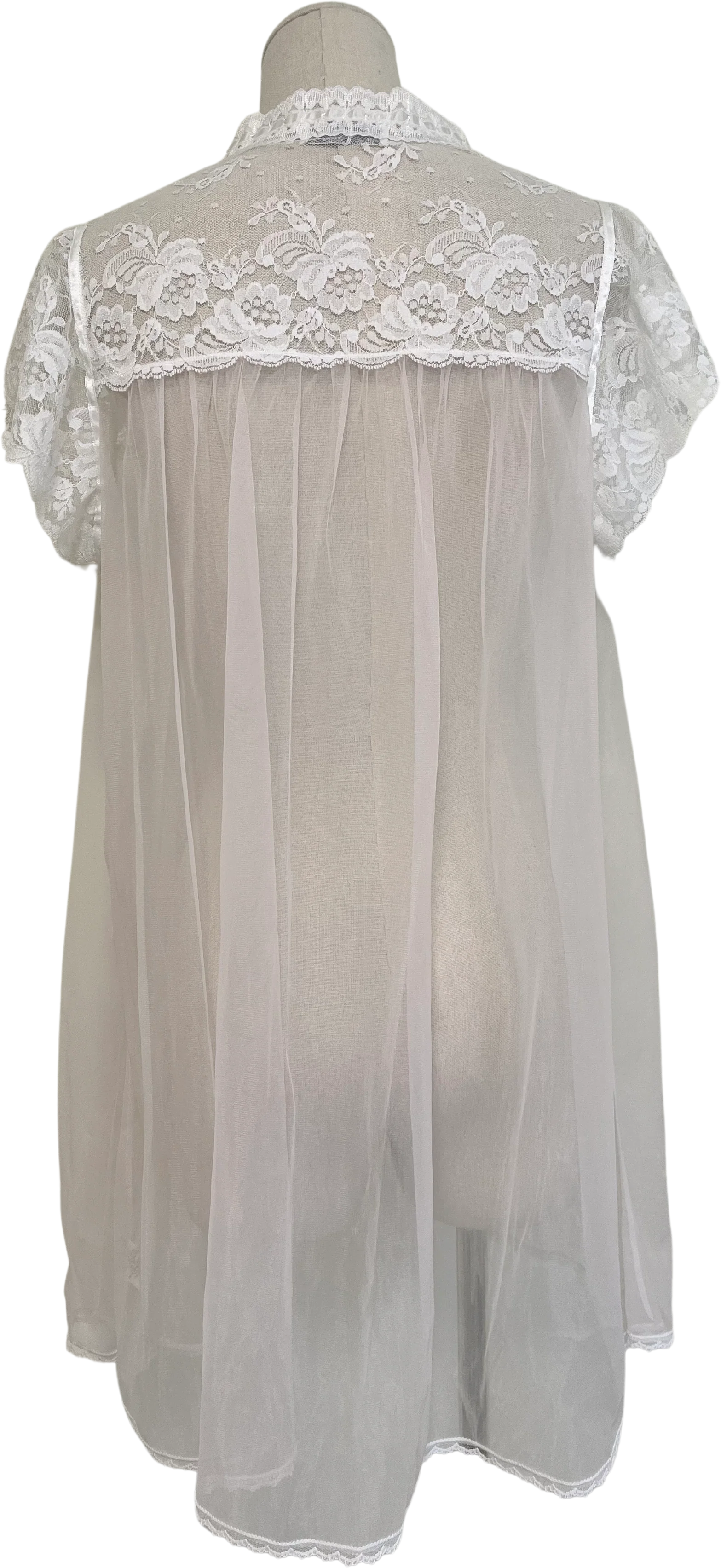 60s White Lace Short Sleeve Lingerie Cape By Miss Elaine - Image 2