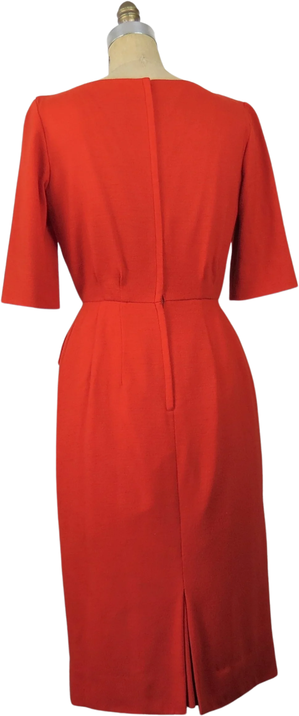 60s Wiggle Dress Red Wool Pencil Skirt Mad Men Style By Sophisticated Miss California - Image 2