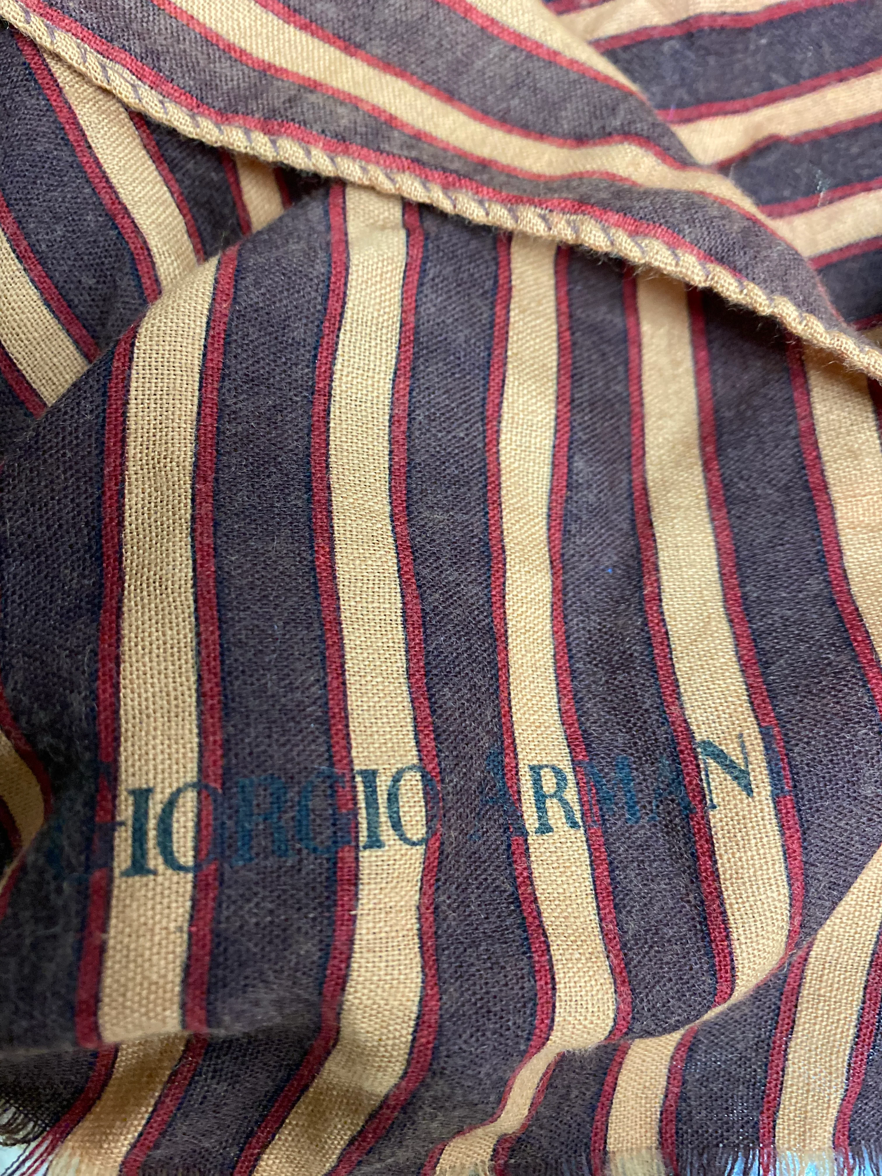 60s Womens/mens Cotton Pinstripe Scarf By Giorgio Armani - Image 3