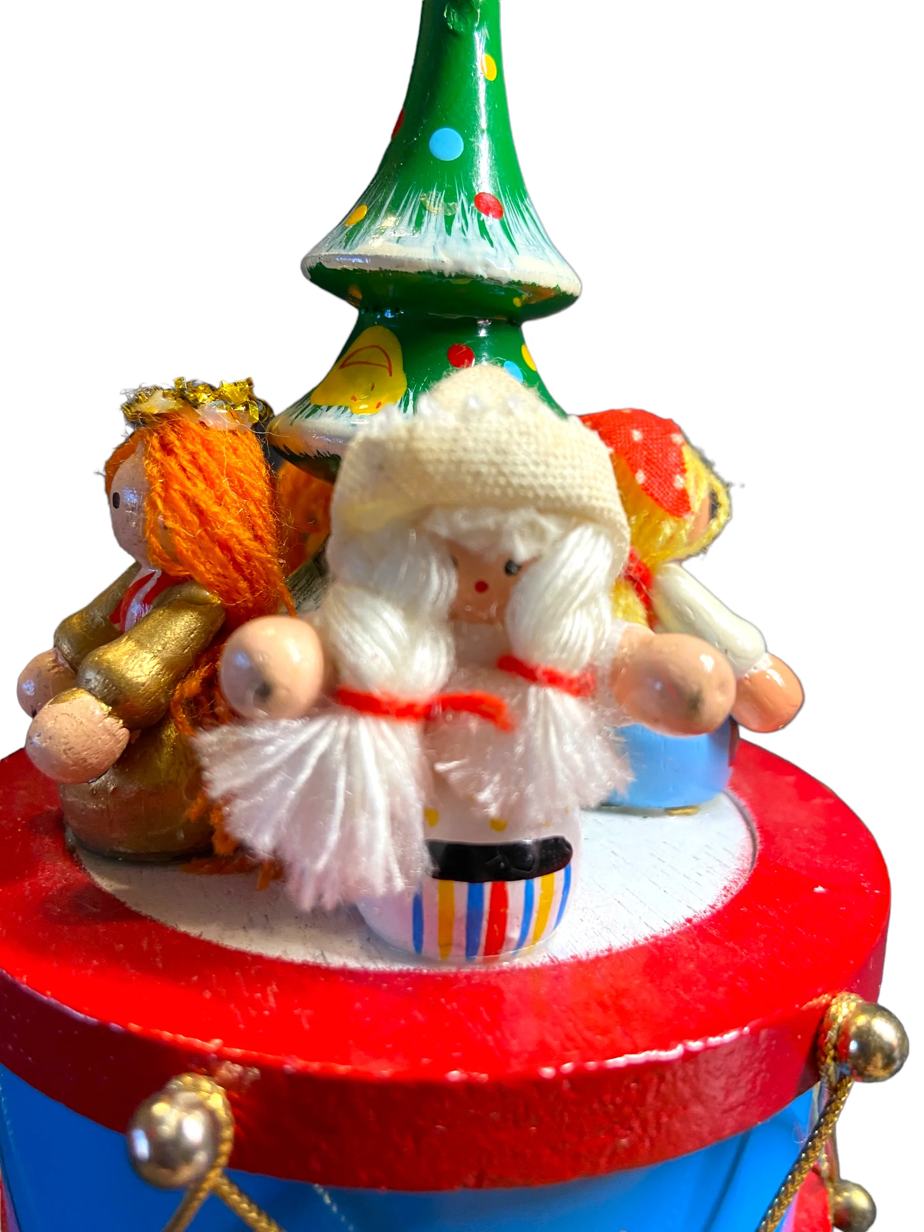 60s Wood Peg Handpainted Christmas Music Box - Image 4