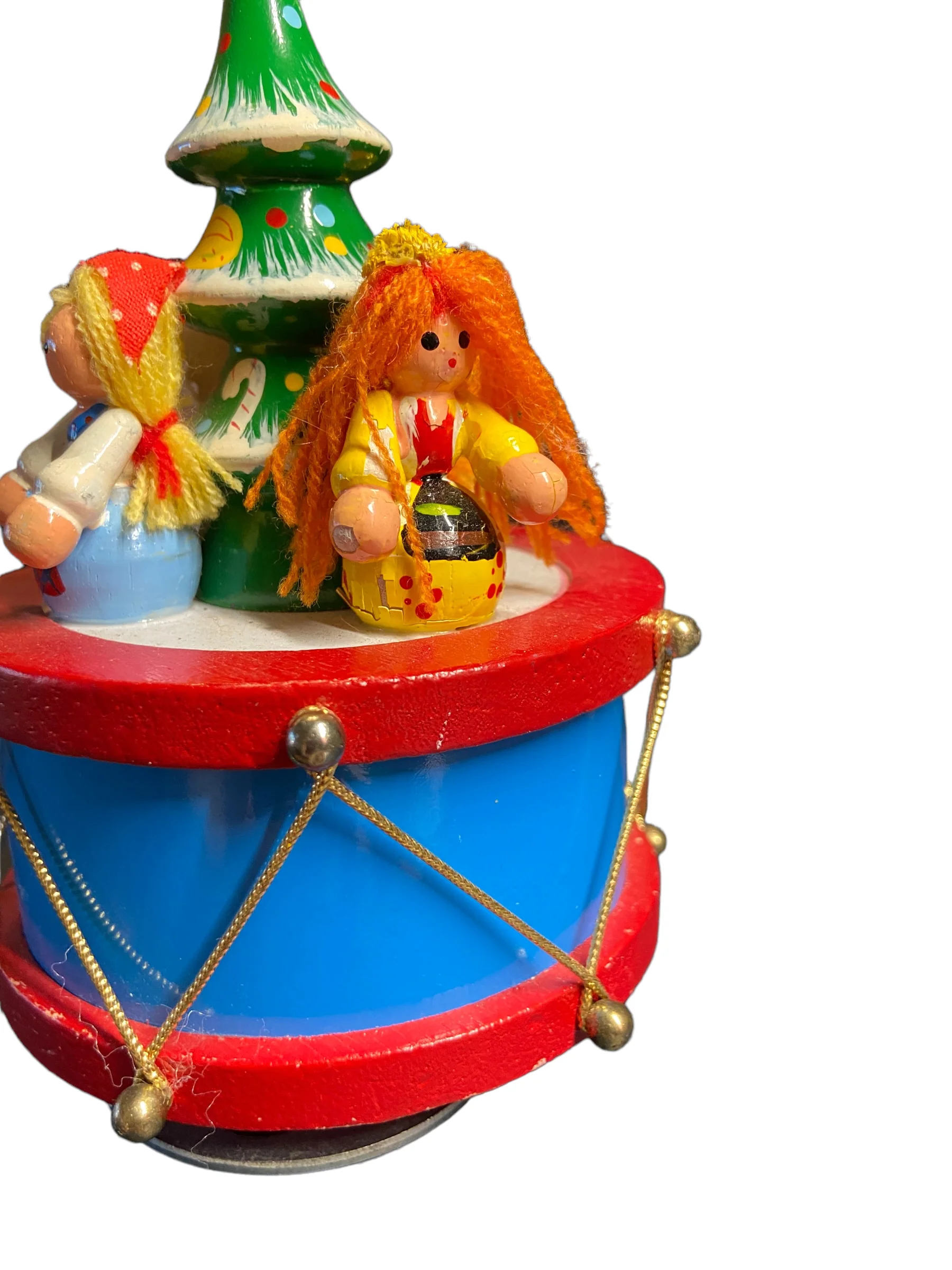60s Wood Peg Handpainted Christmas Music Box - Image 6