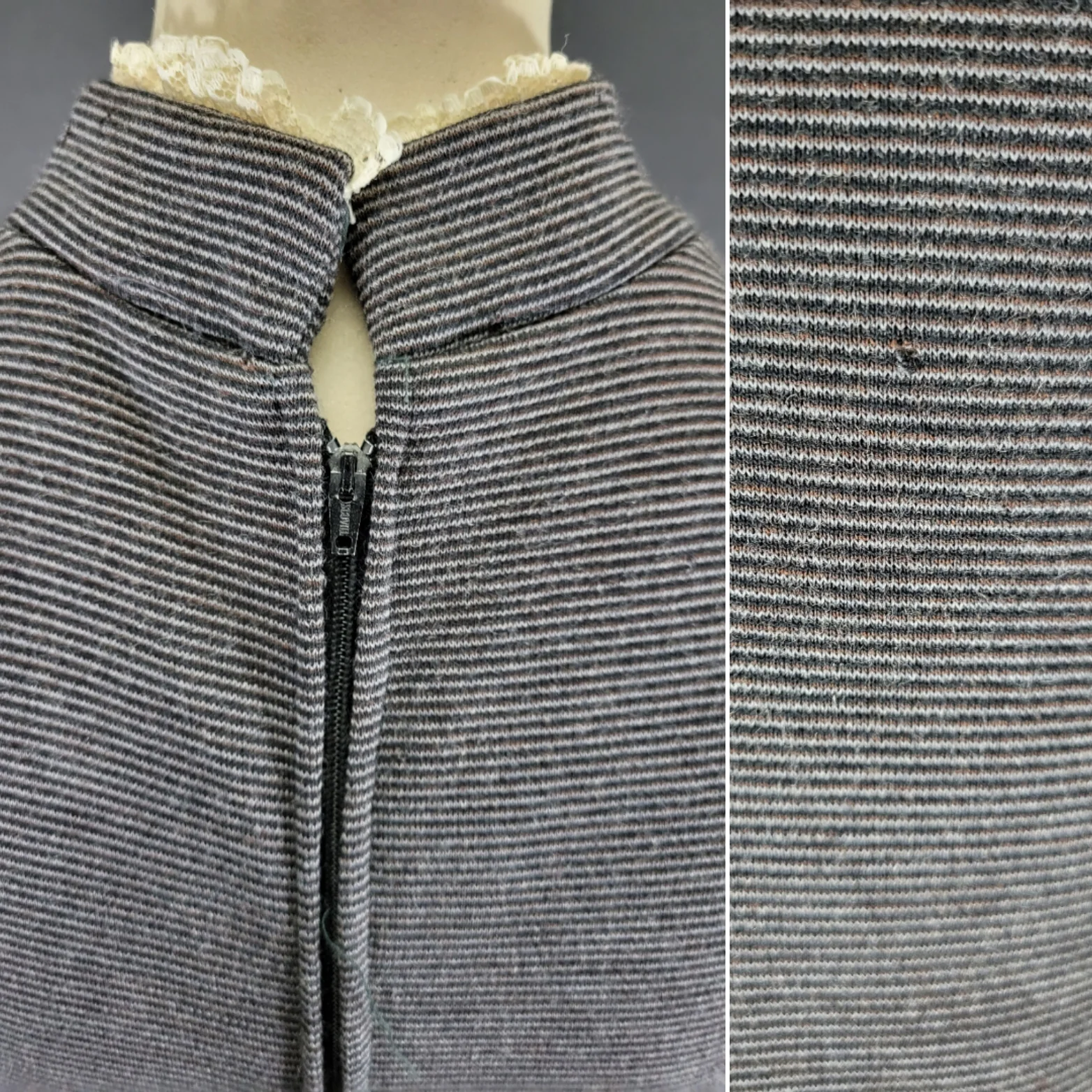 60s Wool Long Sleeve Pleated Dress With Bow Accent By Mam'selle by Betty Carol - Image 11