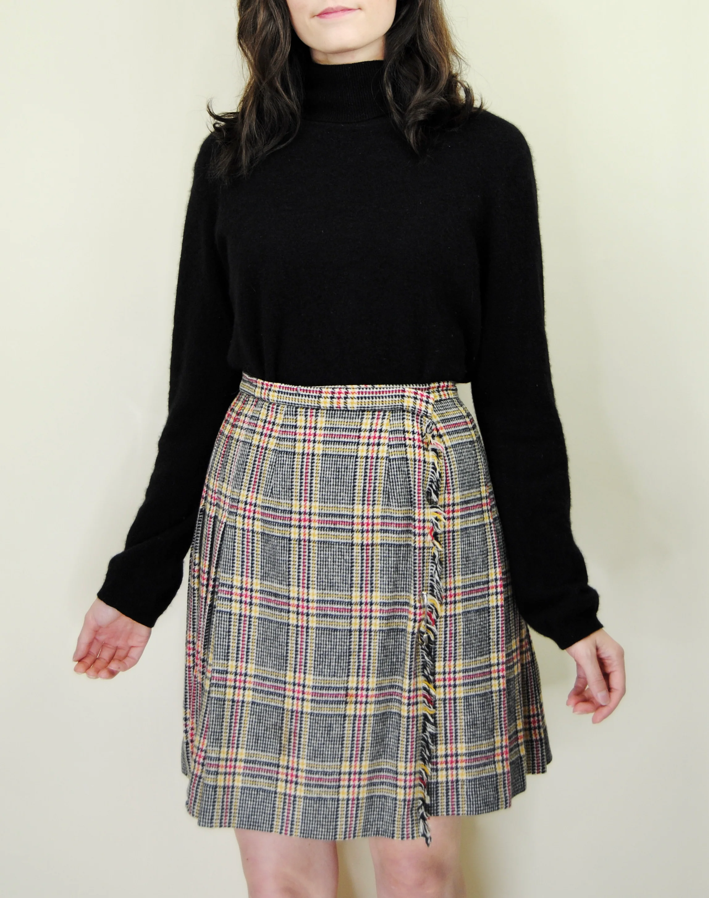 60s Wool Tartan Mini Pleated Skirt Or Kilt By Garland - Image 5