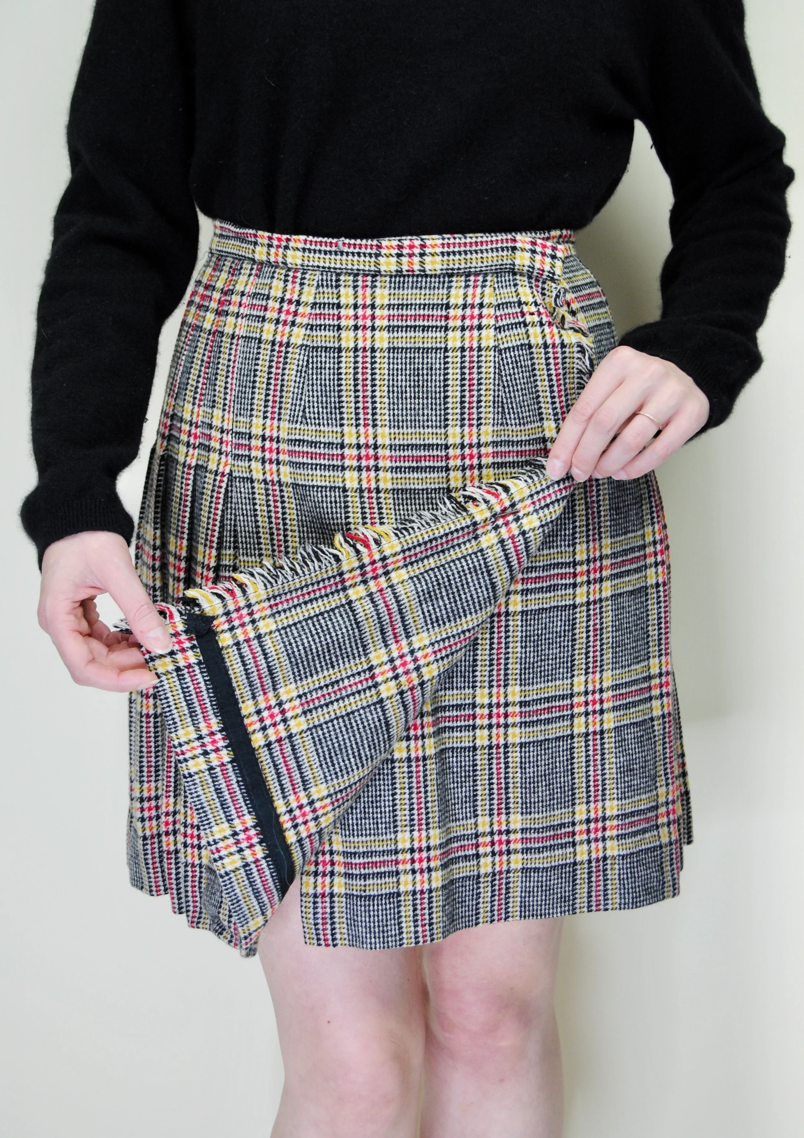 60s Wool Tartan Mini Pleated Skirt Or Kilt By Garland - Image 8