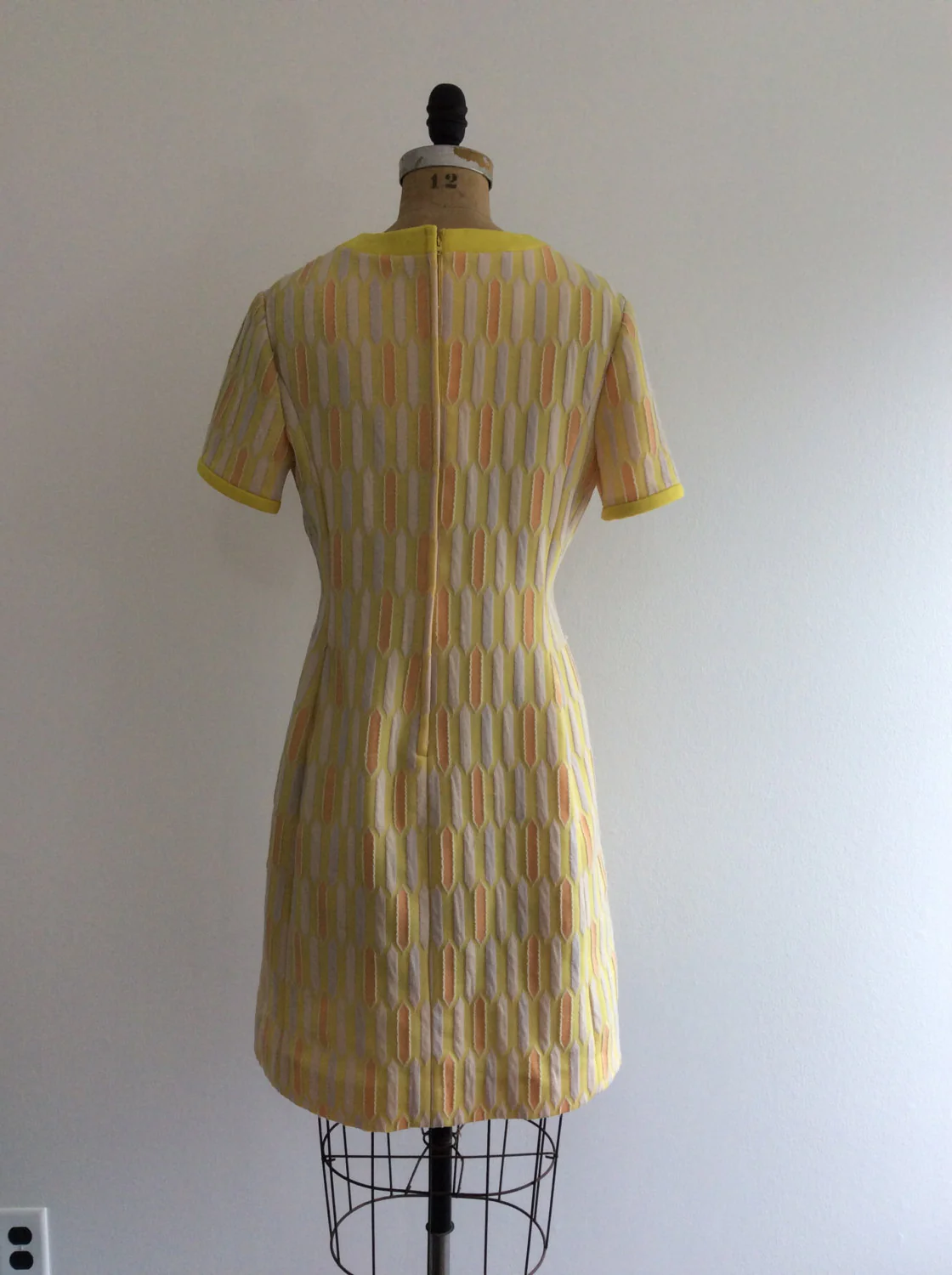 60's Yellow and Orange Mod Psychedelic Op Art Scooter Dress by Edith Flagg - Image 2