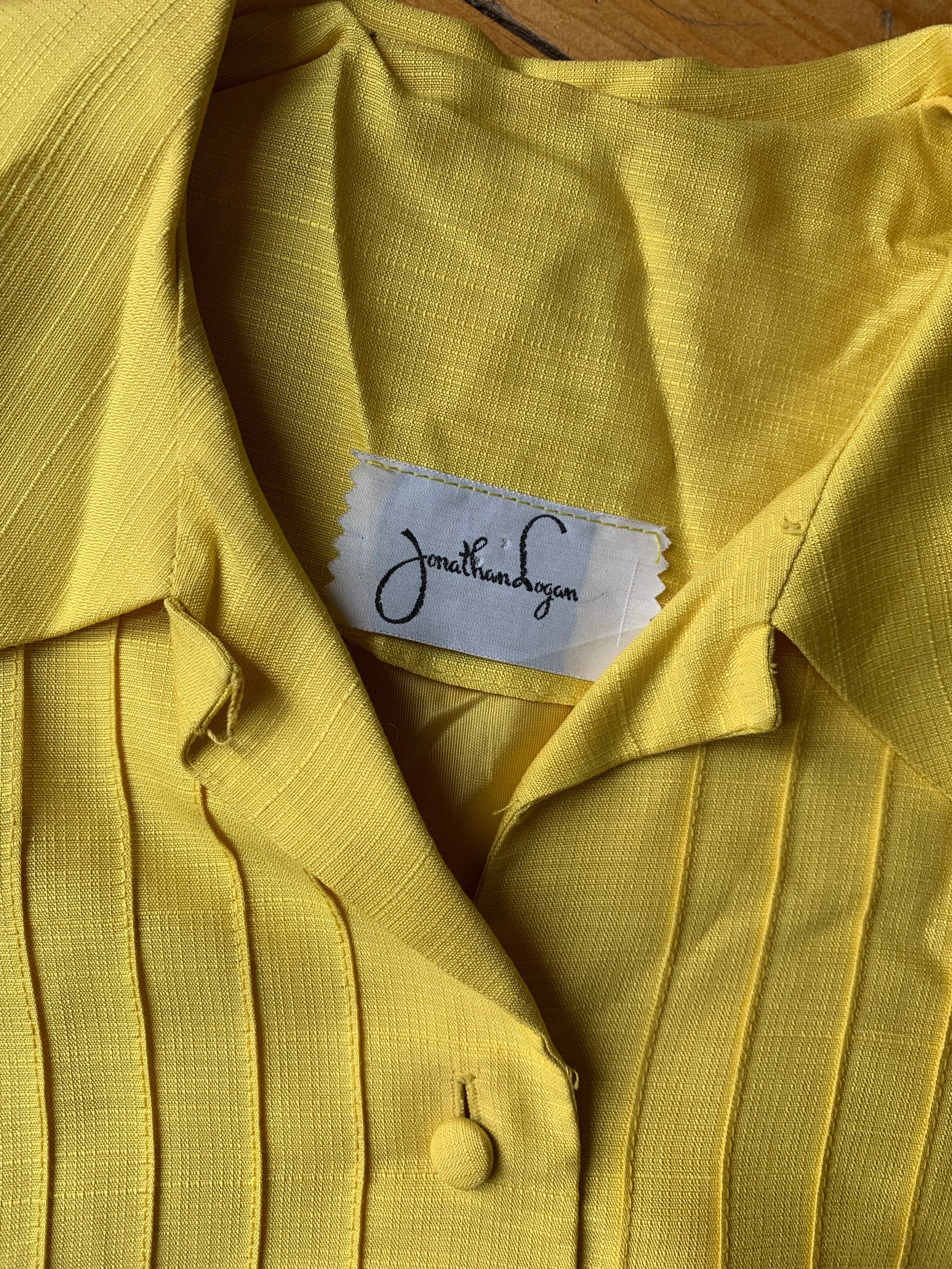 60s Yellow Buttonfront Dress By Jonathan Logan - Image 2