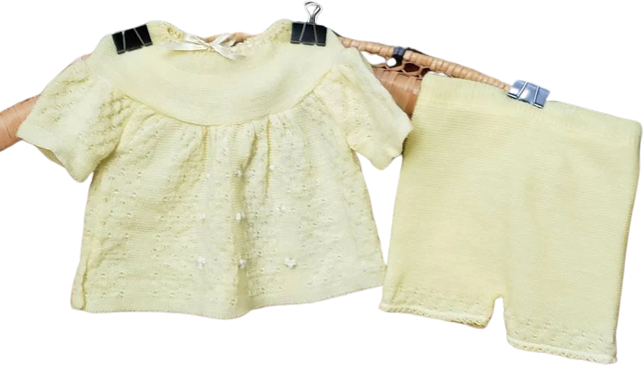 60s Yellow Knit Dress and Bloomers 6m by A Little Angel Original