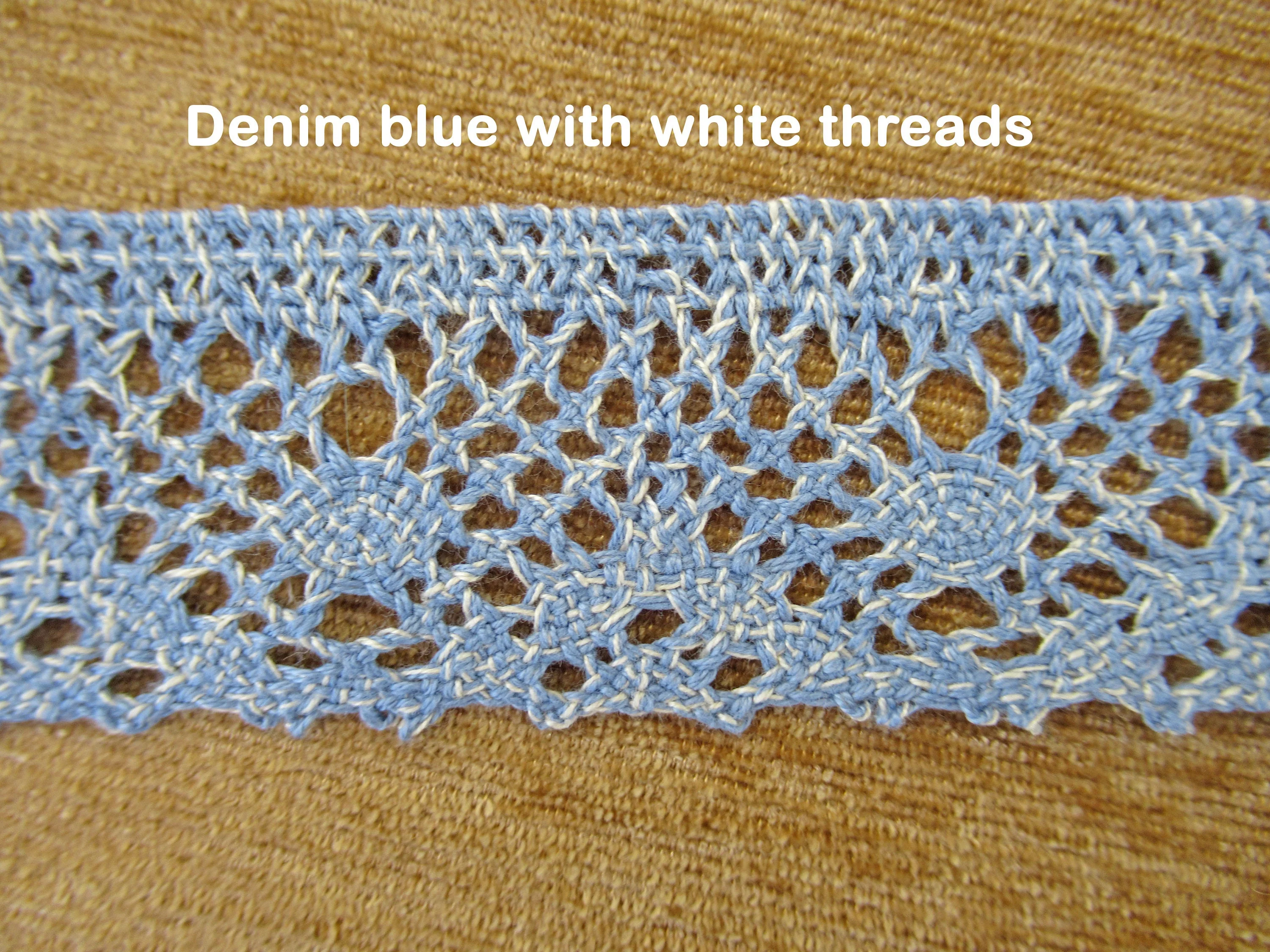 7 Yards of Lace Denim Blue Spider Cluny Trimtex Wide Trim On Original Store Plastic Roll All Cotton - Image 7