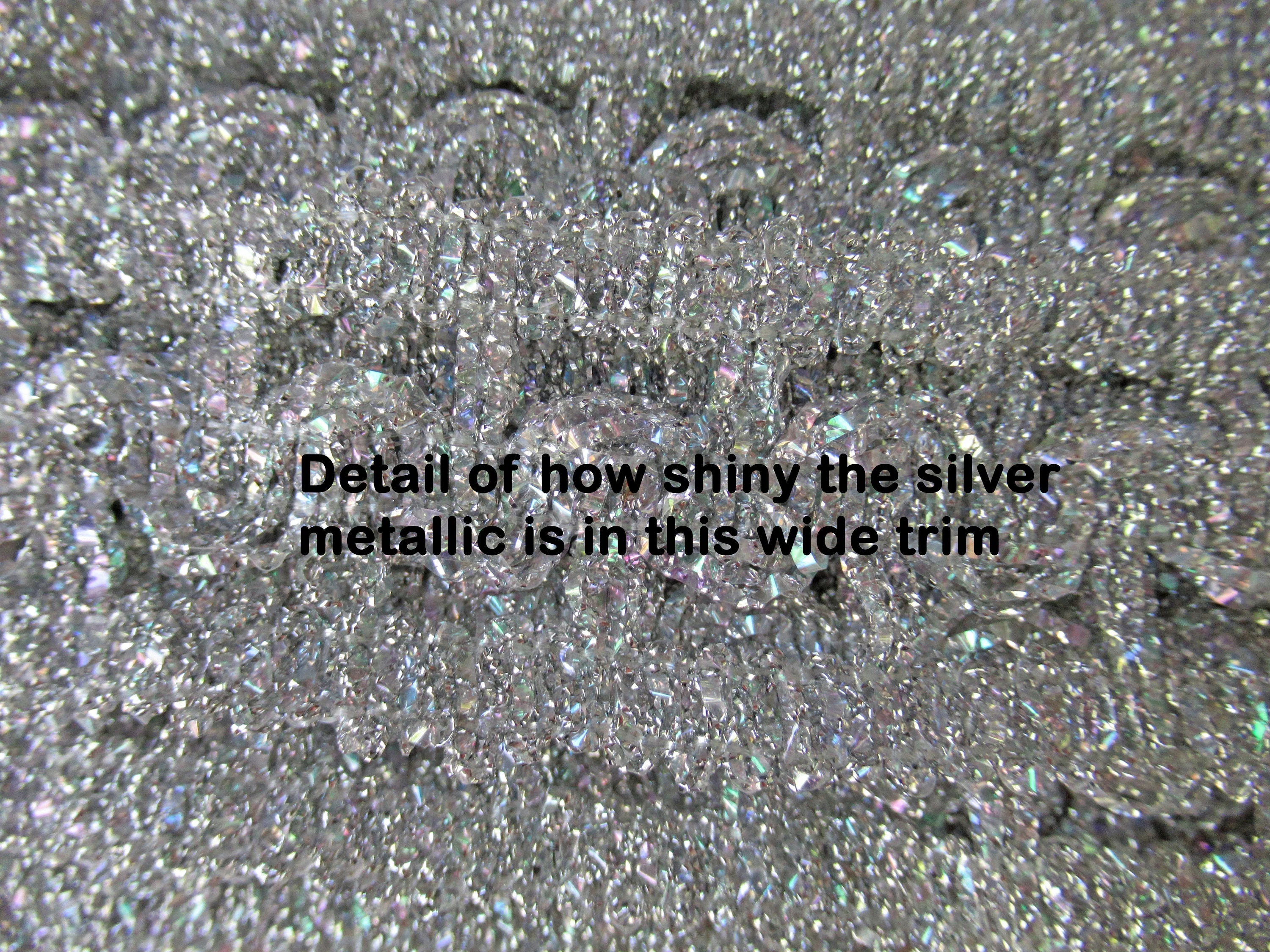 7 Yards Silver Metallic Lace 1 and 1/2 Inch Wide Trim Listing Is for Complete Uncut 7 Yards of Very Shiny Metallic Open Weave Trim Vtg - Image 5