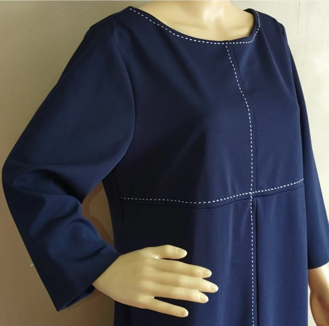 70’s Blue and White Stitch Detail Shift Dress by Believe... - Image 4