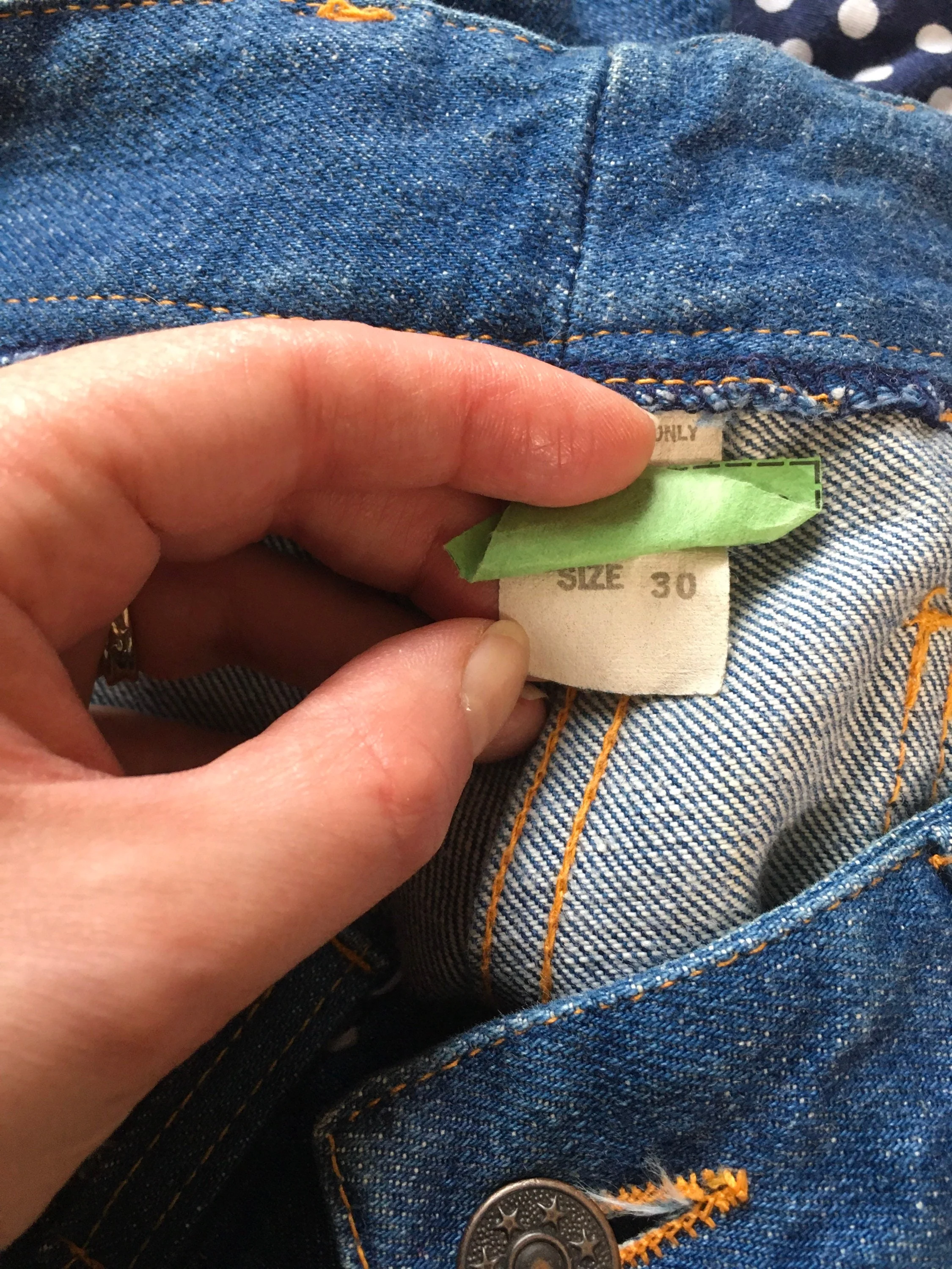 70’s Blue High Waisted Bell Bottom Floral Appliqué Jeans by Cheslik - Image 10