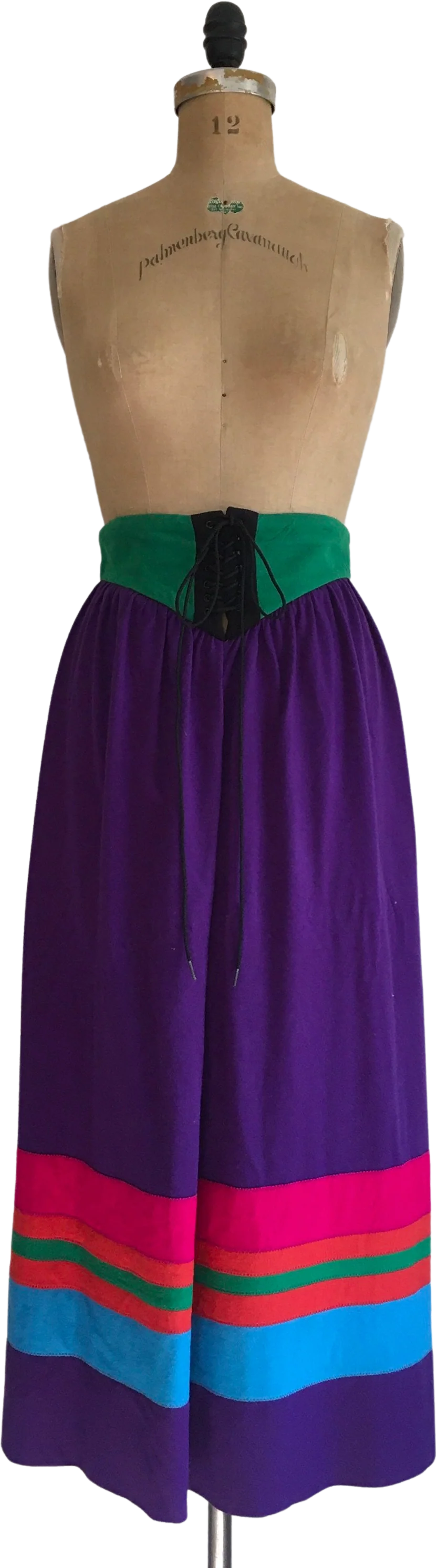 70’s Corset Waist Colorblock Maxi Skirt