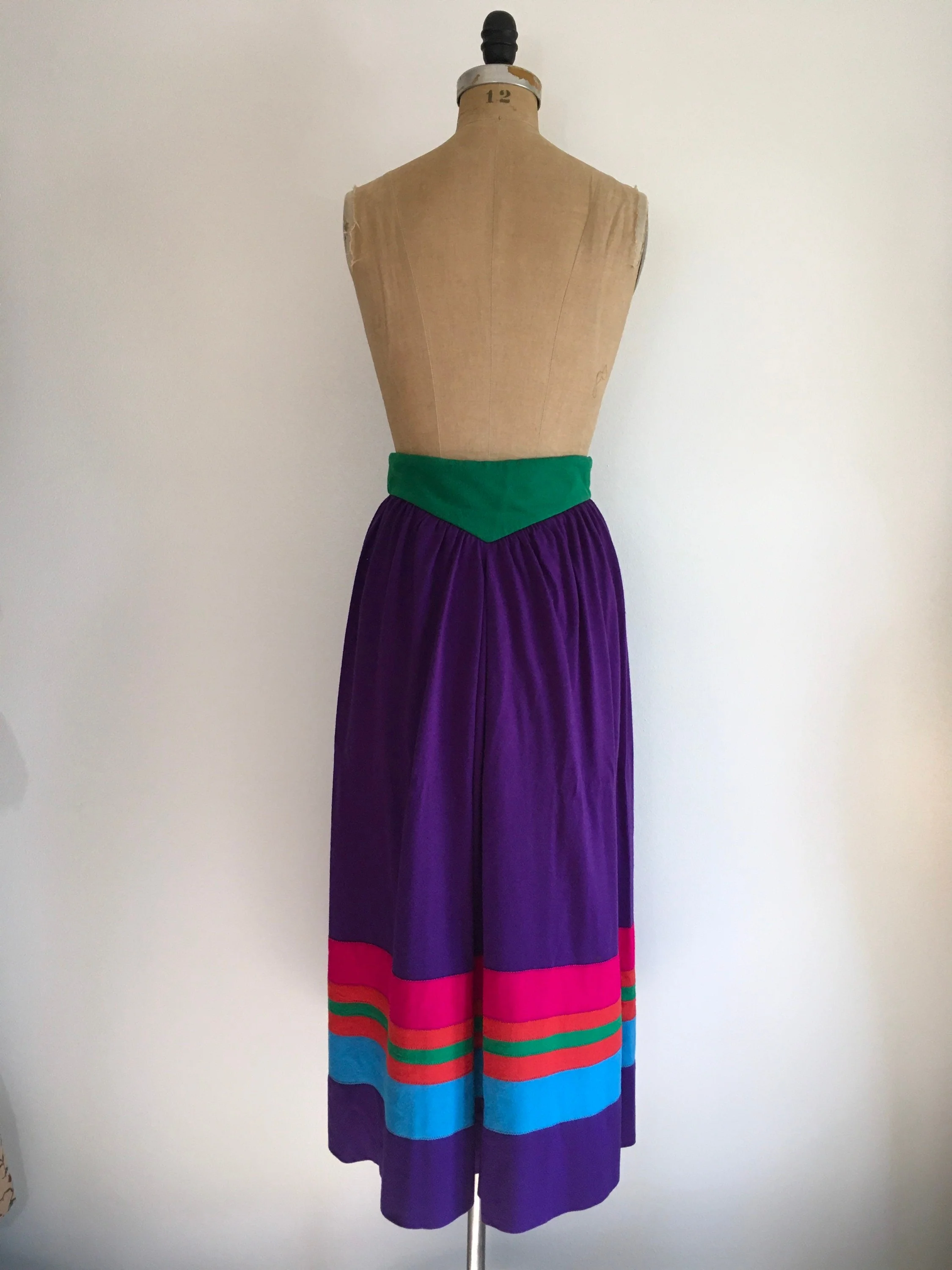 70’s Corset Waist Colorblock Maxi Skirt - Image 2