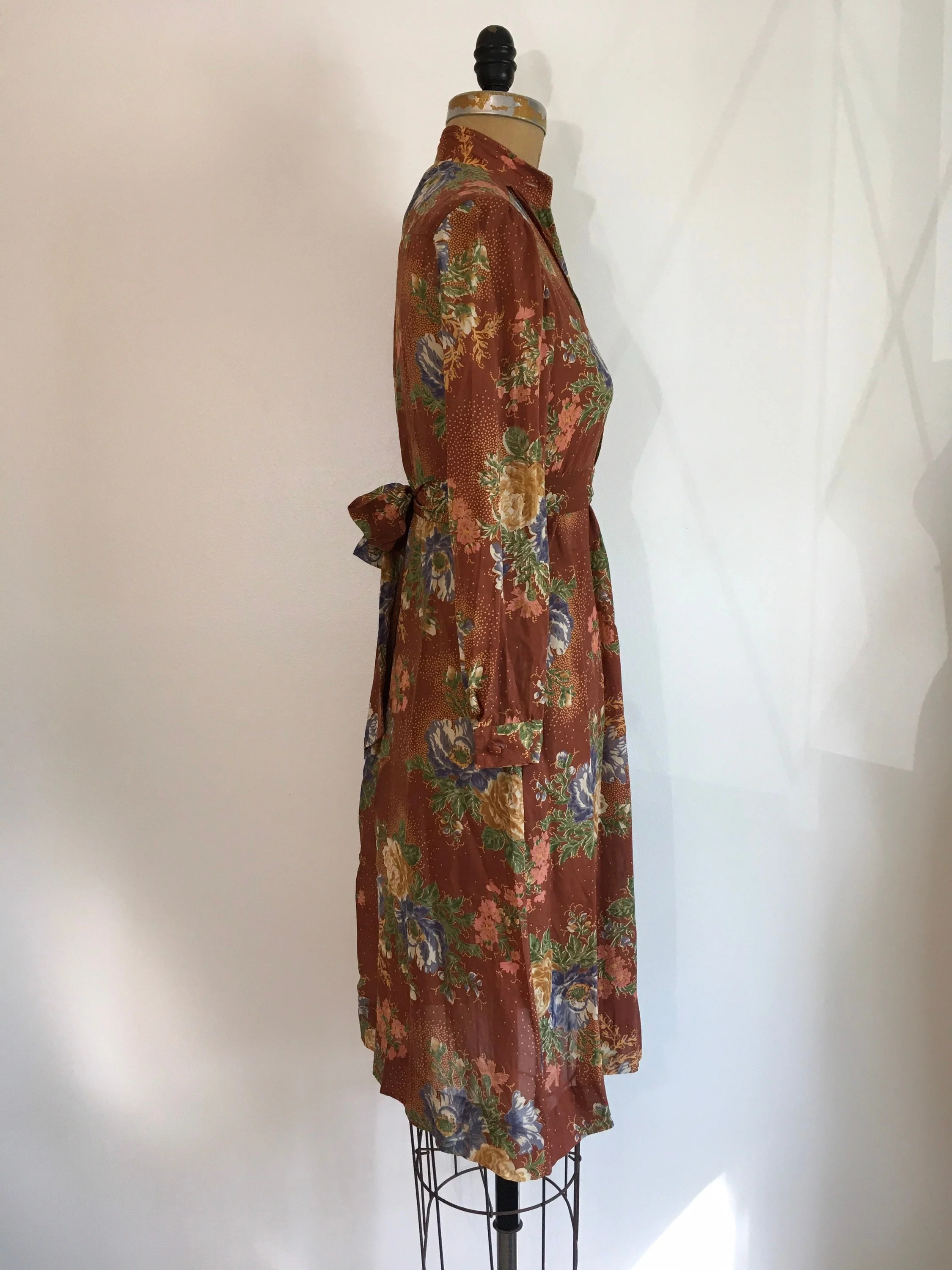 70’s Floral Autumn Fall Long Sleeves Dress - Image 5