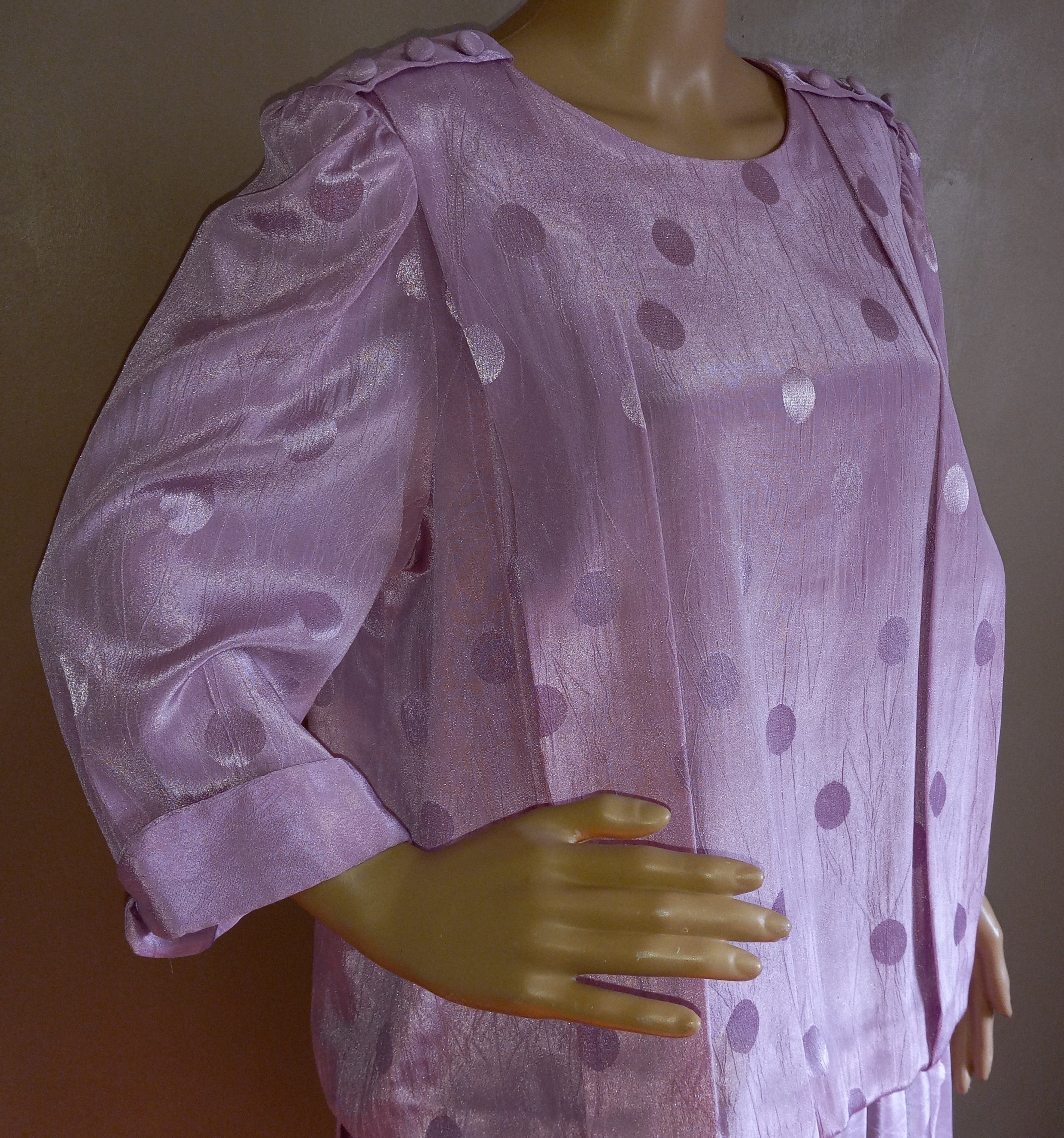 70’s Pink Polka Dotted Dropped Waist, Shift Dress. by R.a.s - Image 3