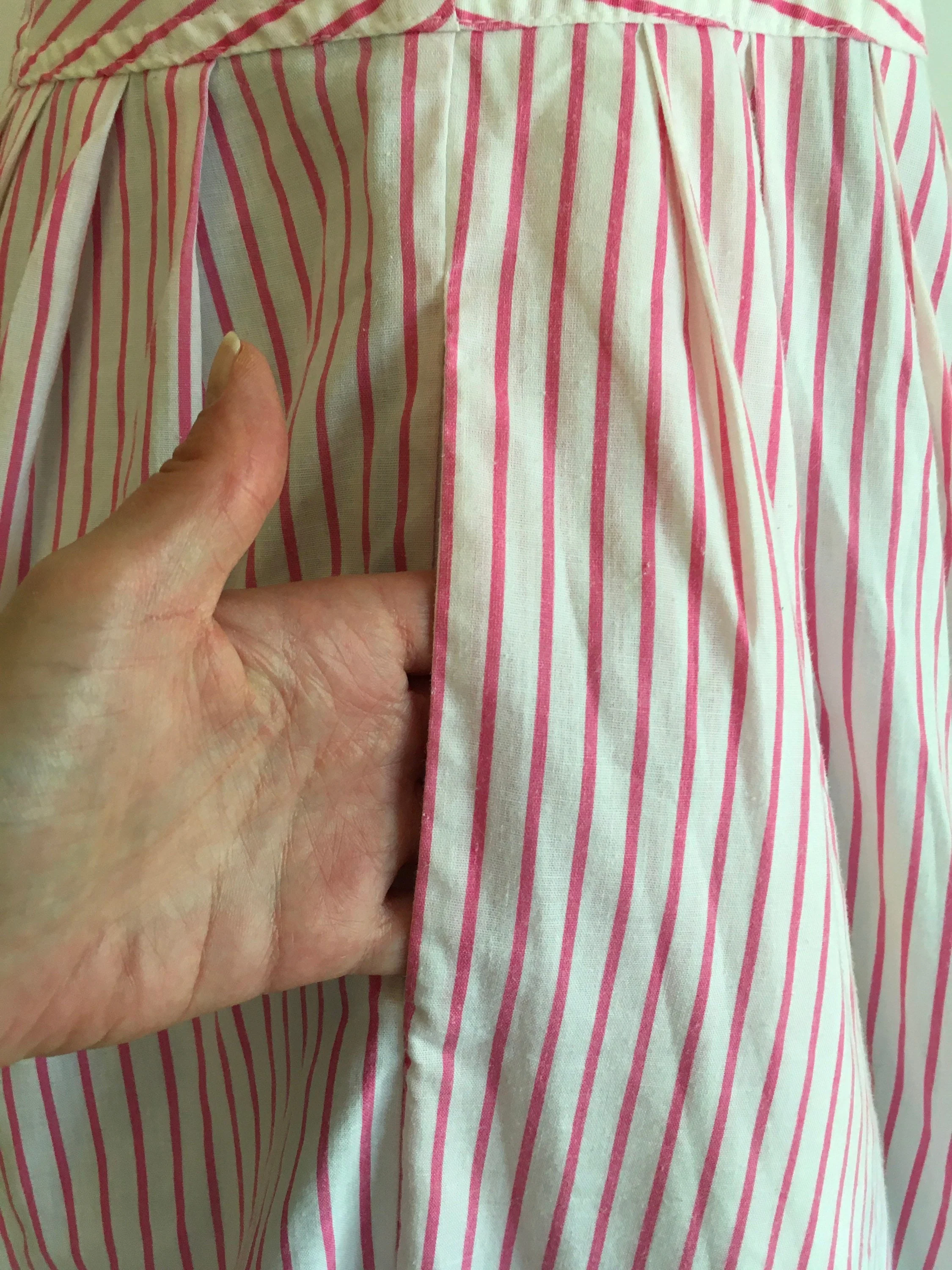 70’s Pink White Chevron Halter Cotton Dress by Foxy Lady - Image 8