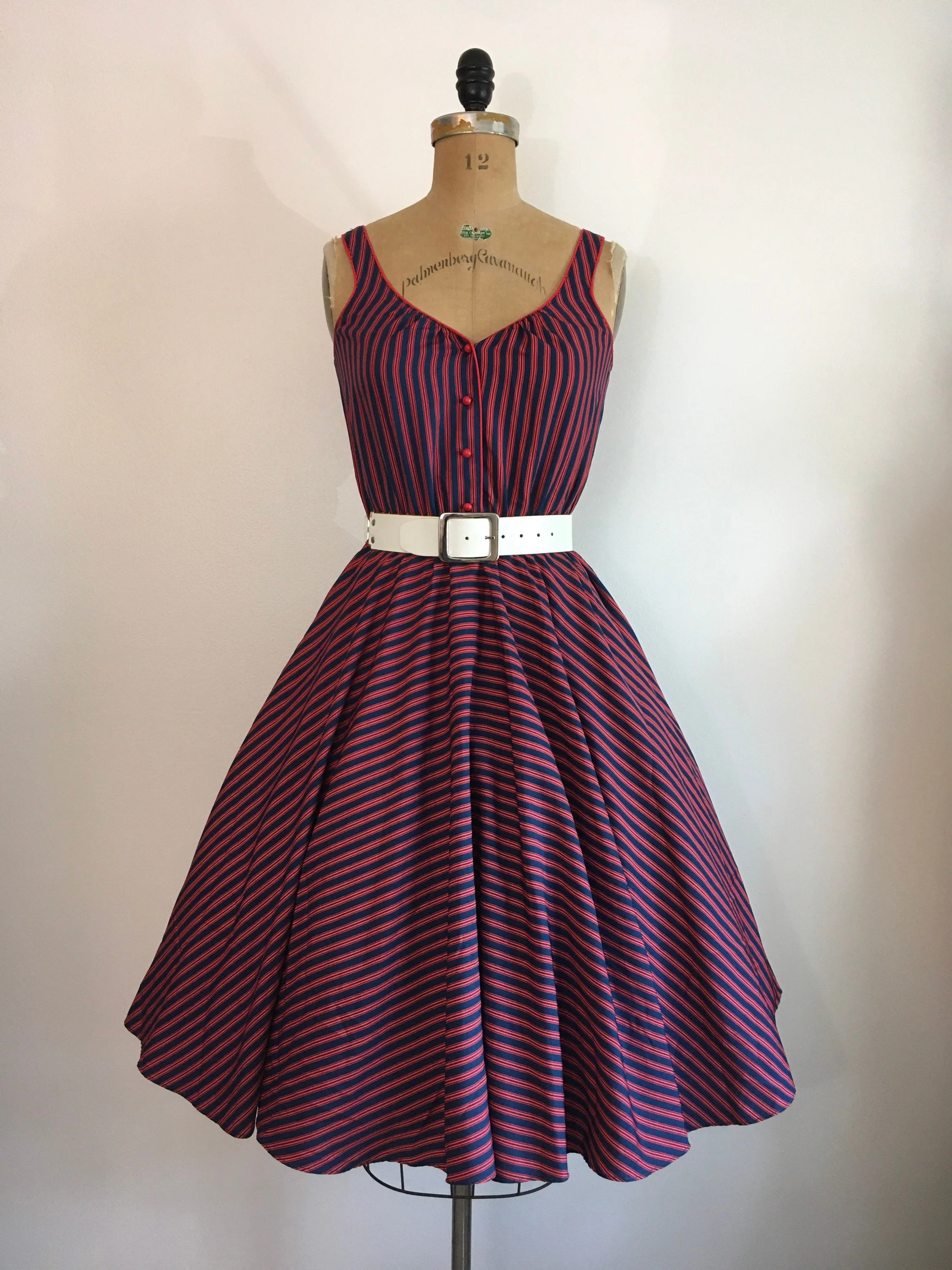 70’s Red and Blue Stripe Sundress by Coco California - Image 3