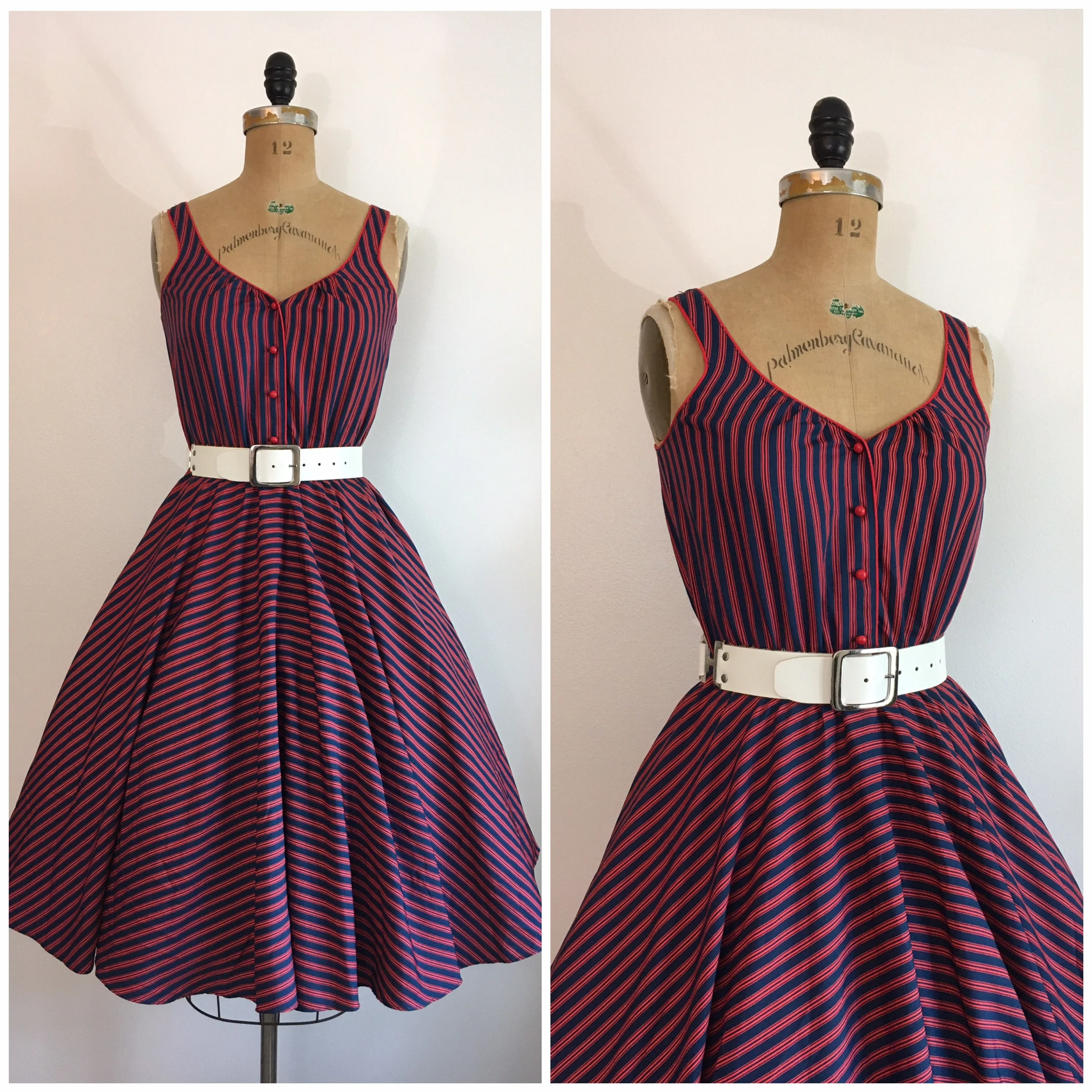 70’s Red and Blue Stripe Sundress by Coco California - Image 4