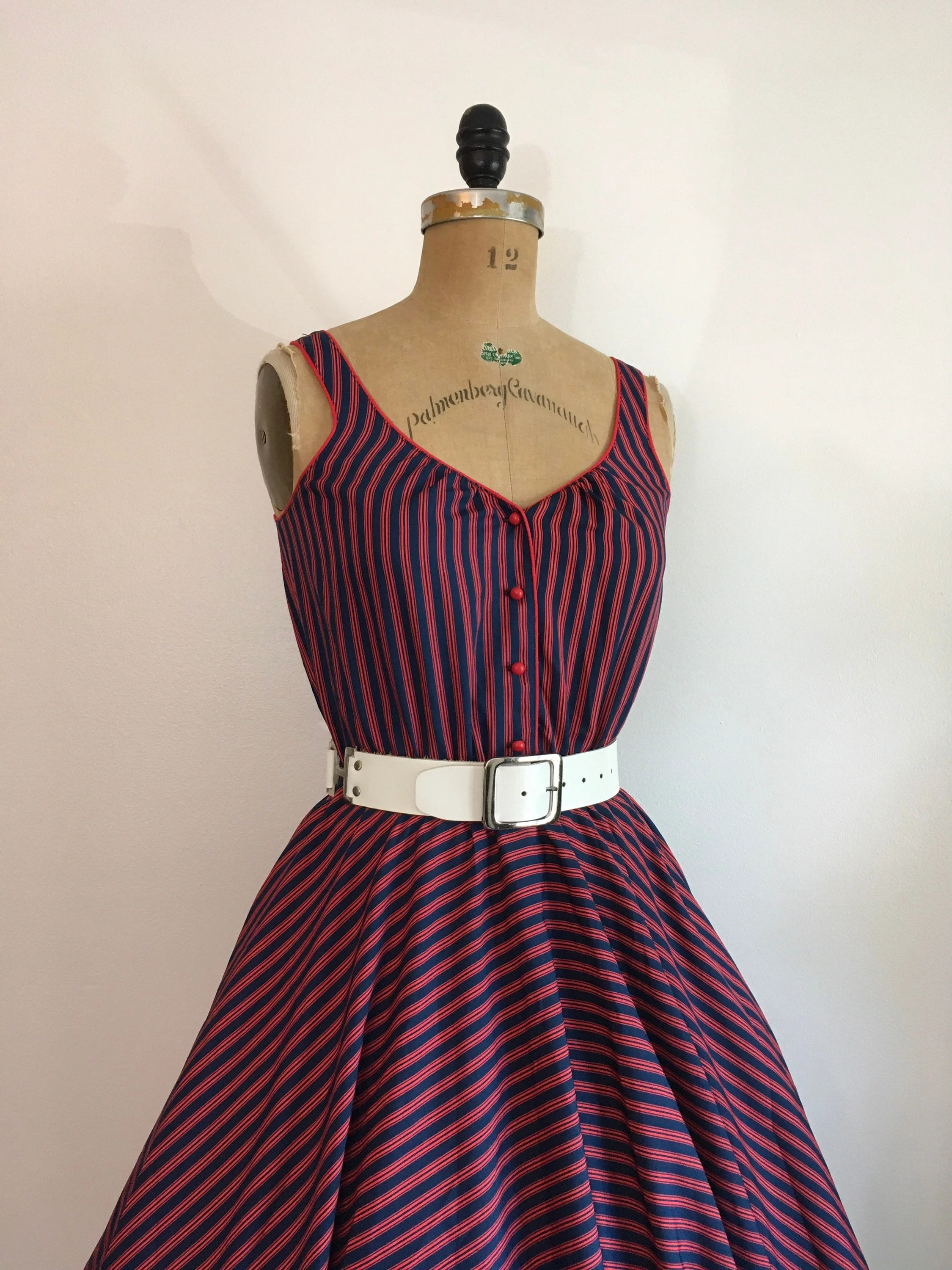 70’s Red and Blue Stripe Sundress by Coco California - Image 5