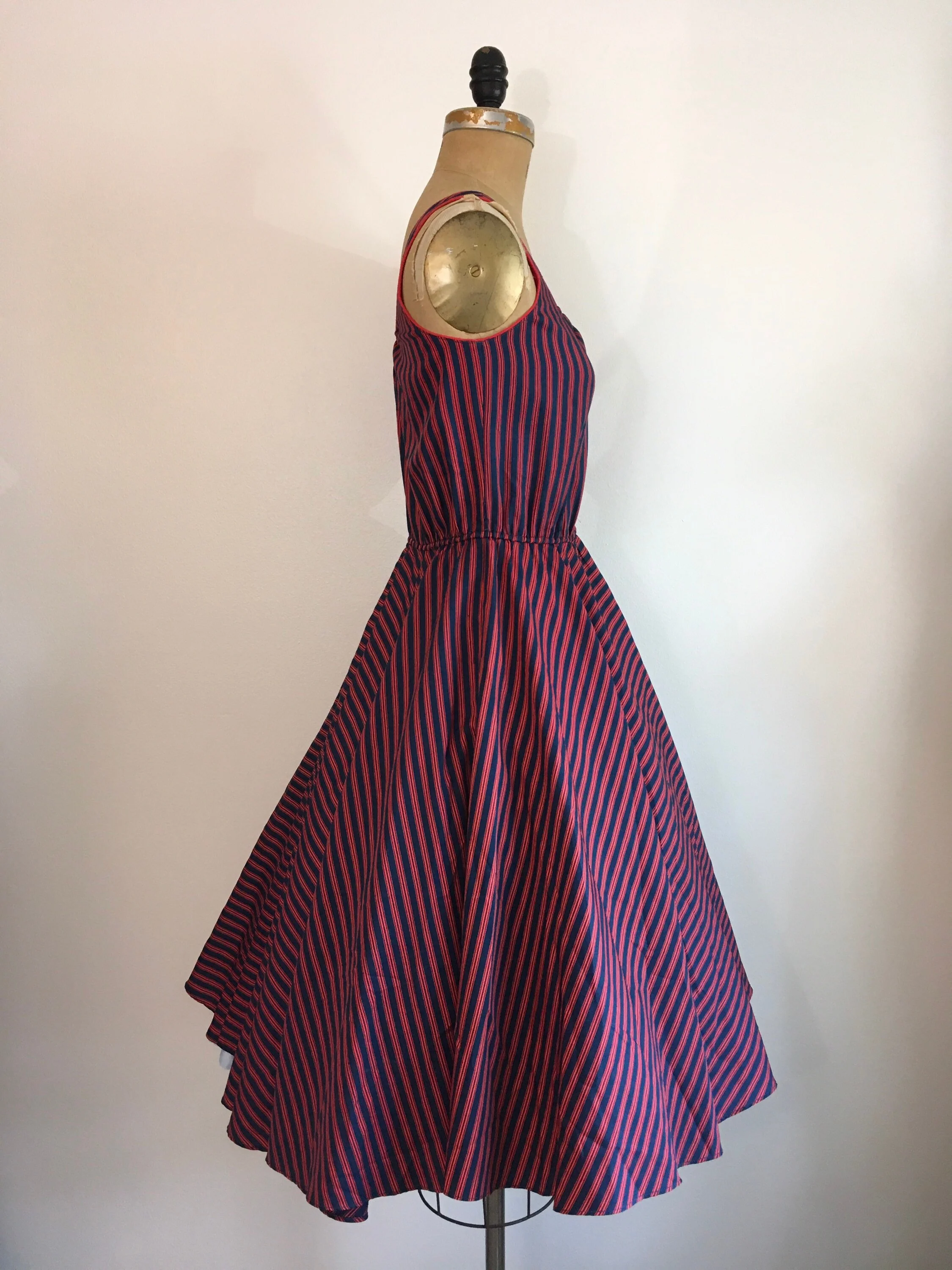 70’s Red and Blue Stripe Sundress by Coco California - Image 6