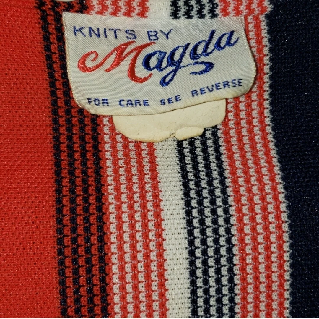 70’s Red Blue White Button Down Knit Tunic Top by Knits By Magda - Image 7