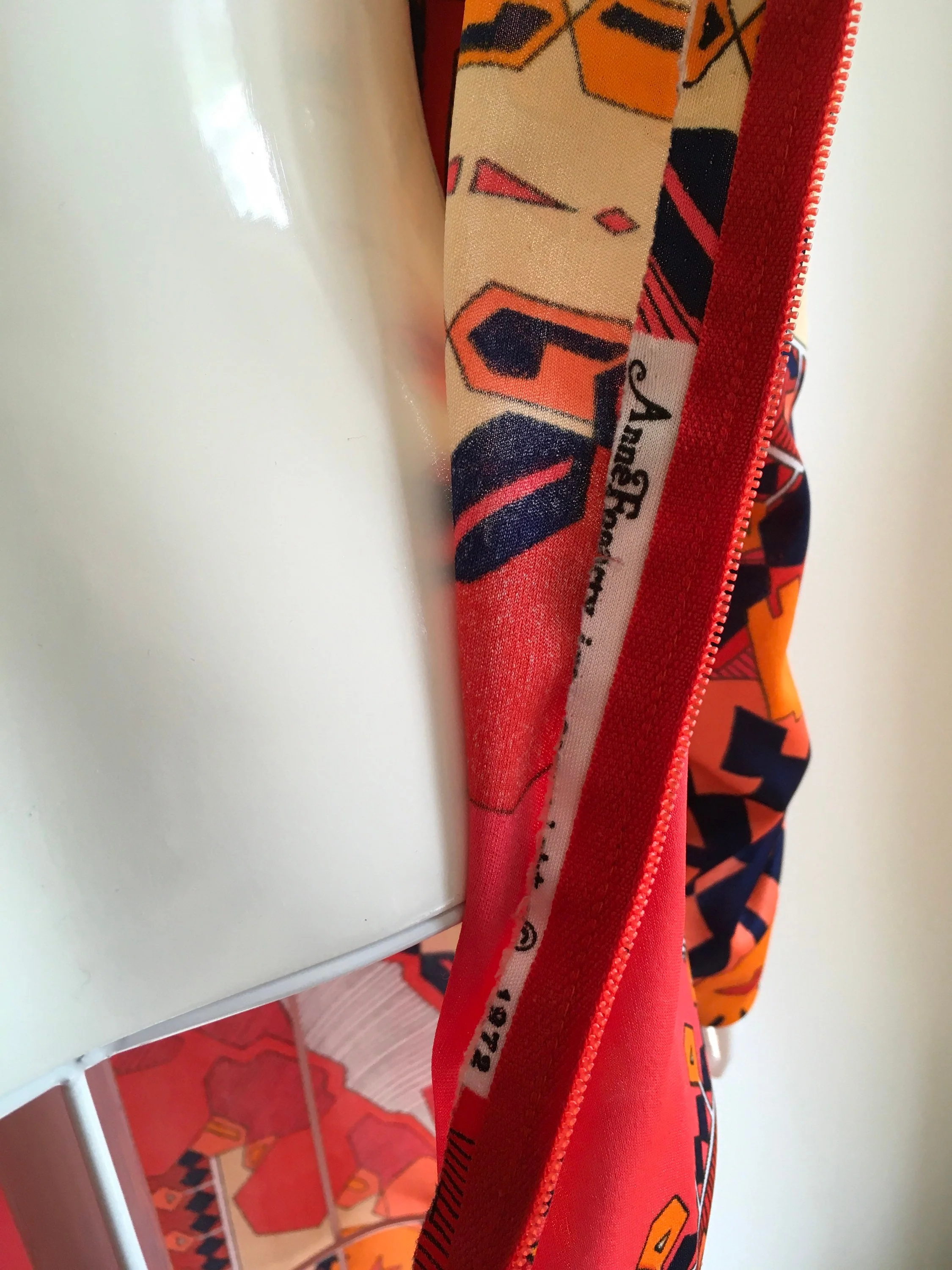 70’s Red Orange Optical Art Long Sleeve Dress by Anne Fogarty - Image 8