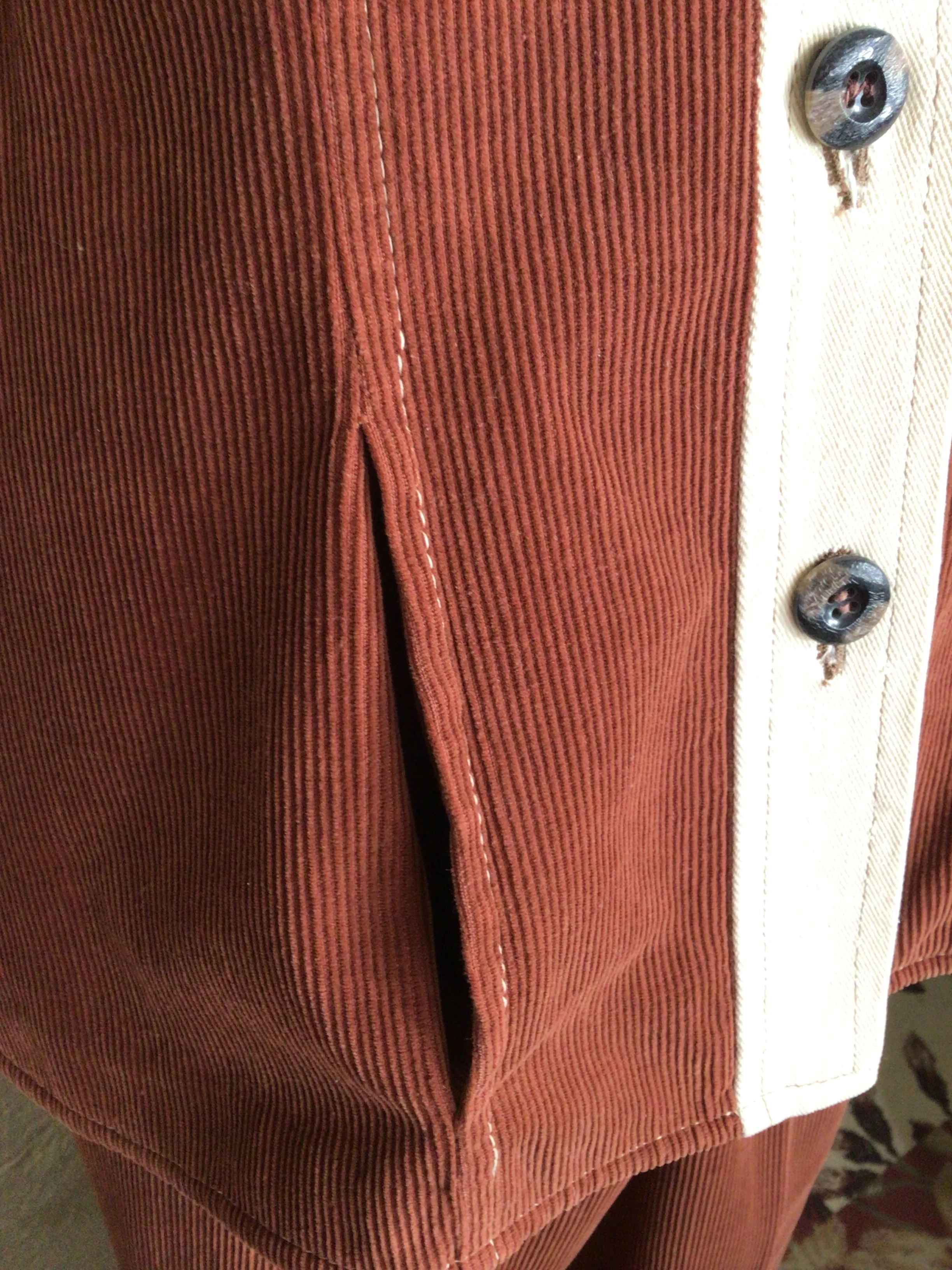 70s 2 Pcs Brown Beige Corduroy Bell Bottom Pant Set By Made In Yugoslavia - Image 5