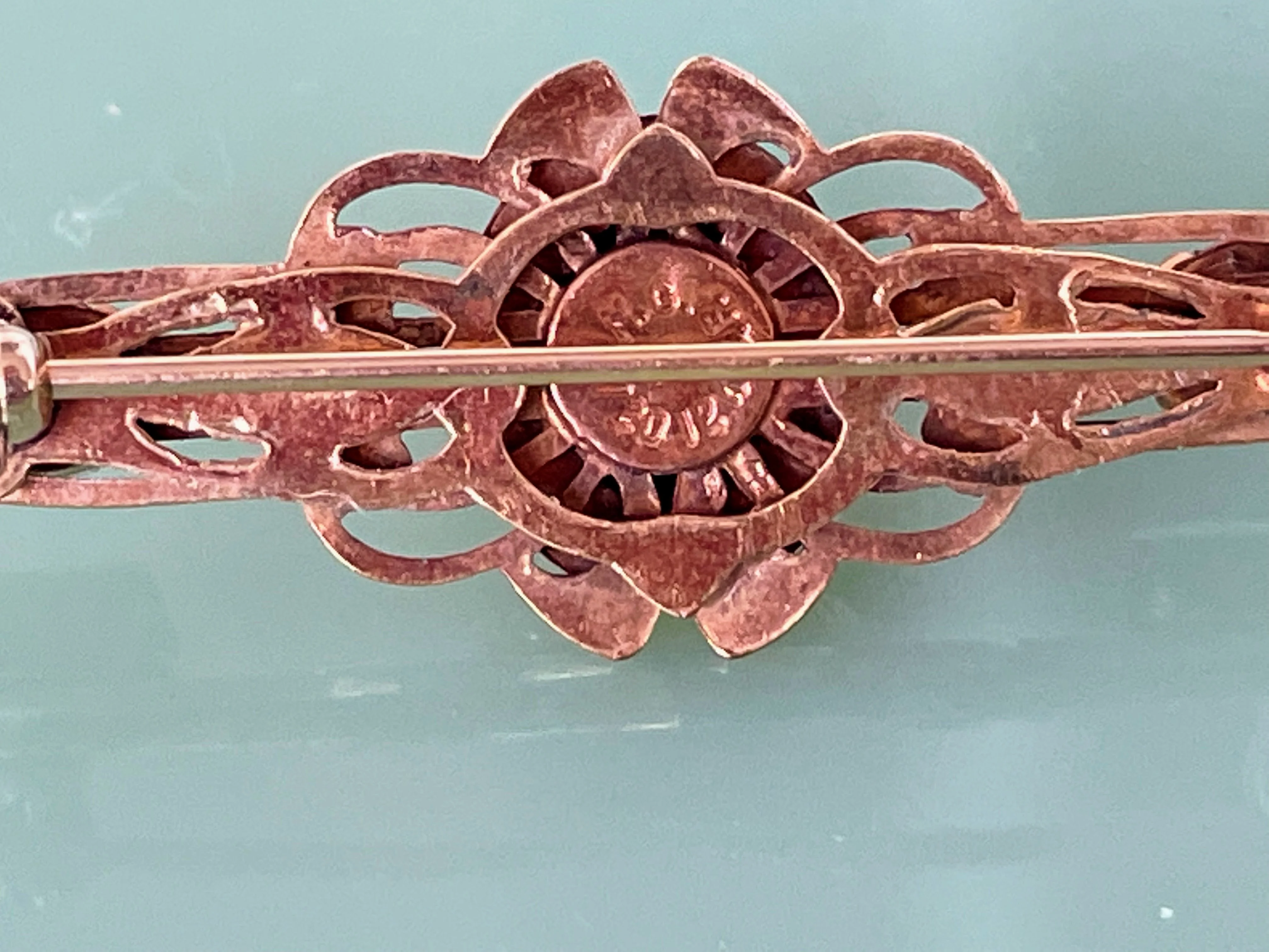 70s 2k Gold Filled Nephrite Jade Small Bar Pin/brooch - Image 4