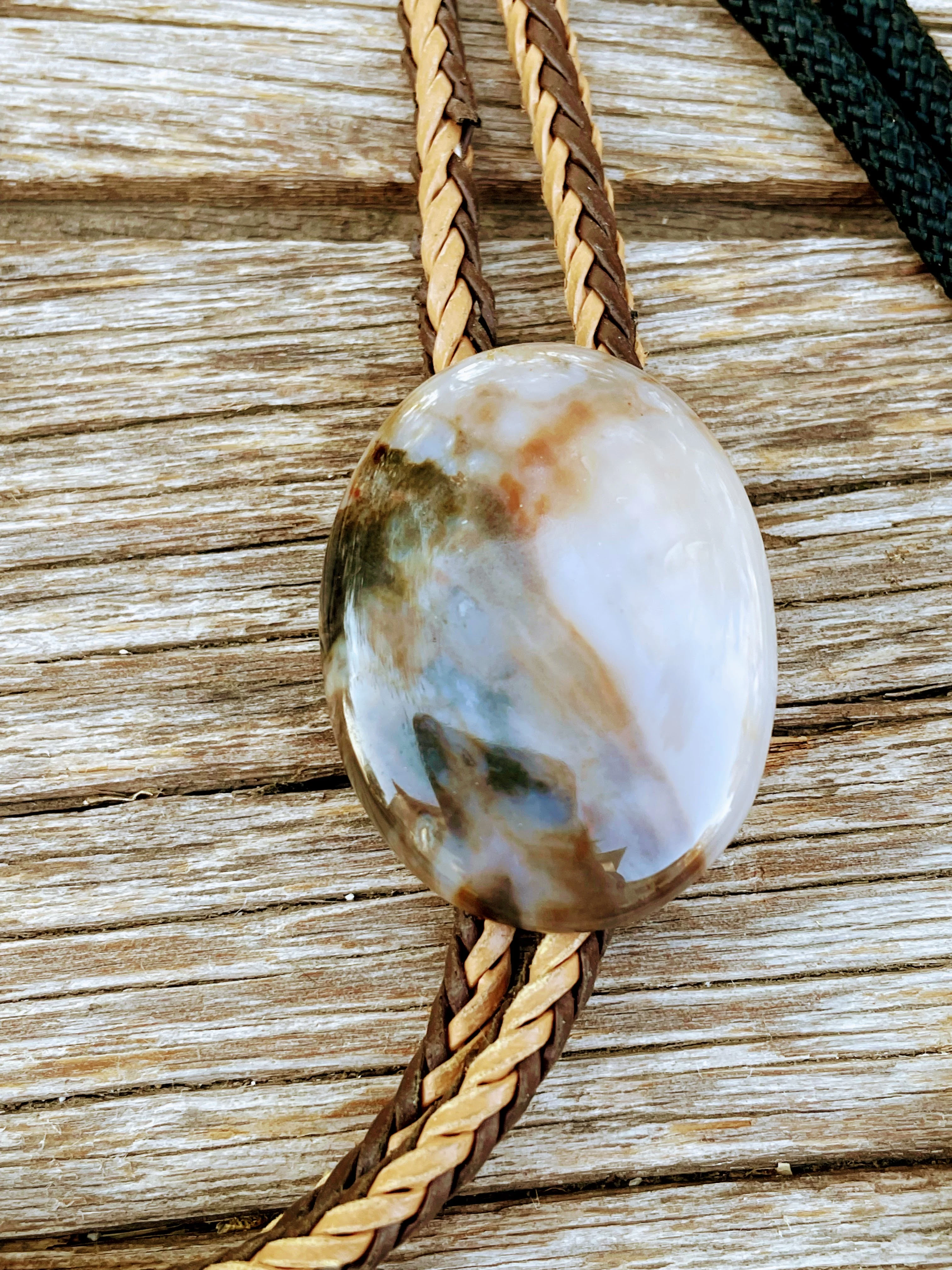 70s 5 Western Bolo Ties Agate Glass Horse, Cow - Image 4