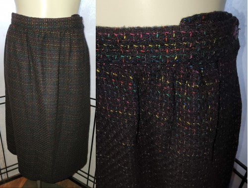70s 50s Style Classic Nubby Wool Plaid Pencil Skirt by Marina Pappas - Image 3