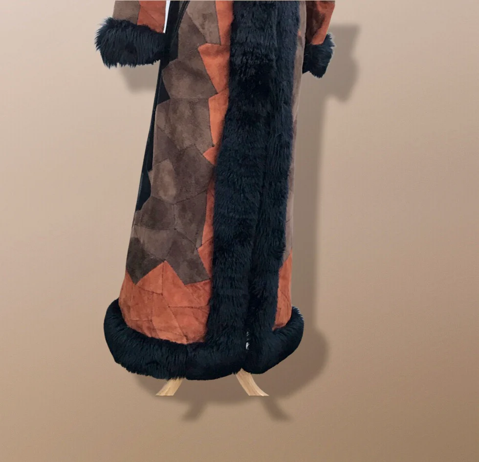 70s 70s Autumn Leaves Suede Shearling Couture Coat By Couture - Image 13