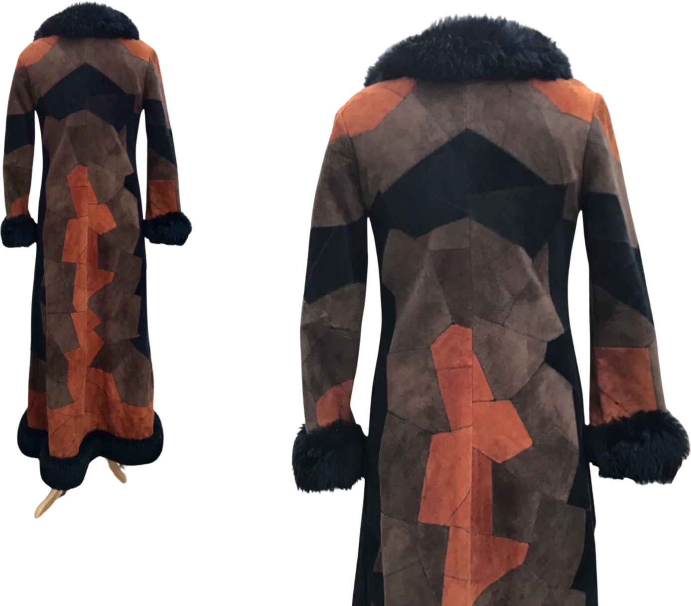 70s 70s Autumn Leaves Suede Shearling Couture Coat By Couture - Image 2