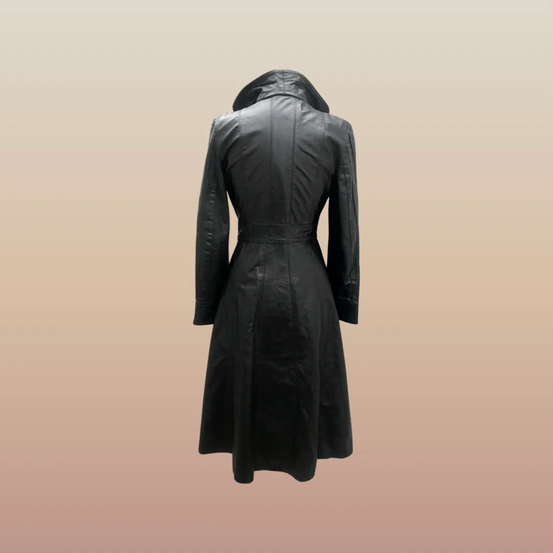 70s 70s Black Lamb Buttery Leather Coat Trench Spy - Image 10