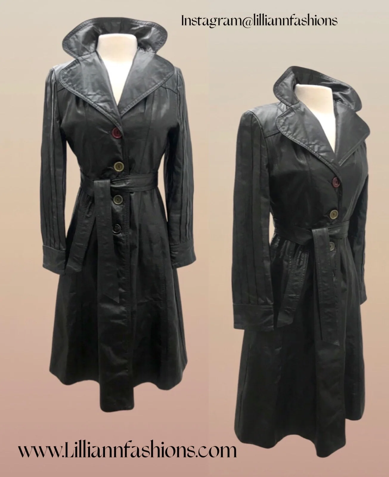 70s 70s Black Lamb Buttery Leather Coat Trench Spy - Image 3