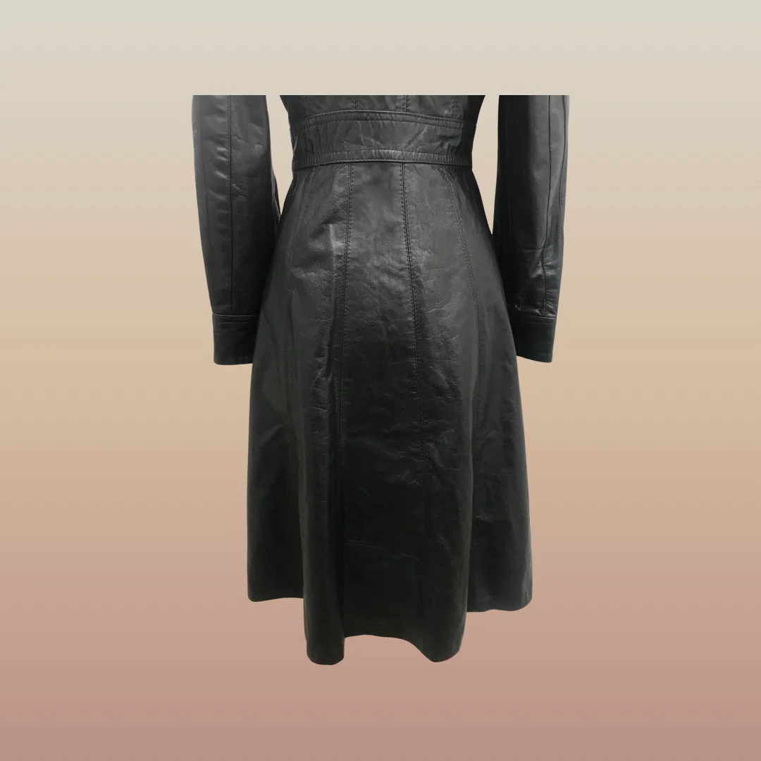70s 70s Black Lamb Buttery Leather Coat Trench Spy - Image 7