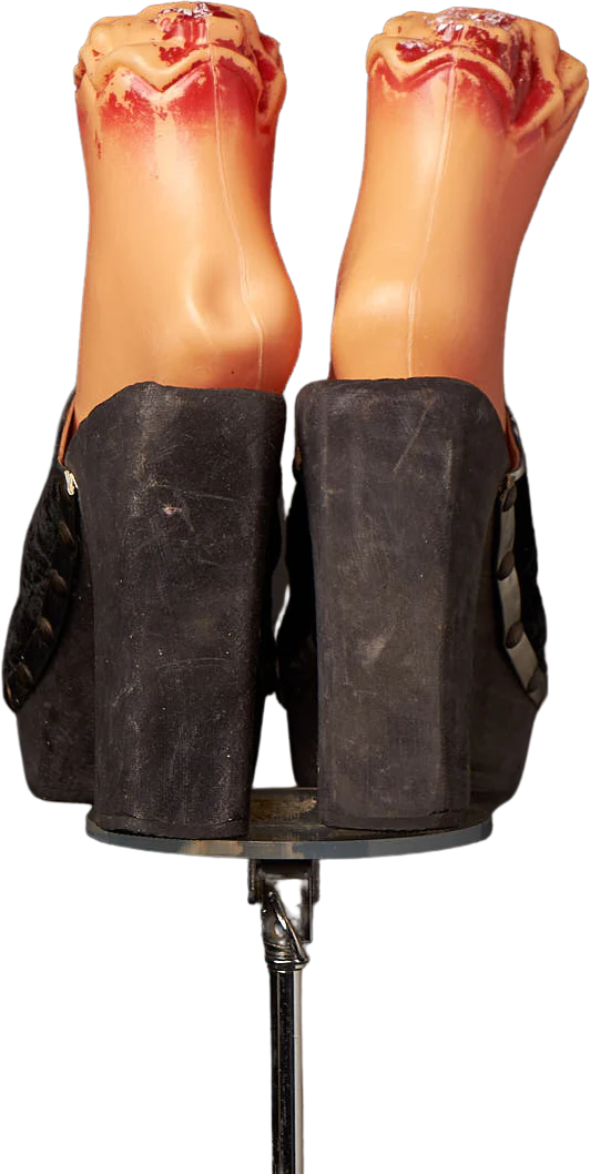 70s 70s Black Velvet Platforms Mules Heels Shoes - Image 2