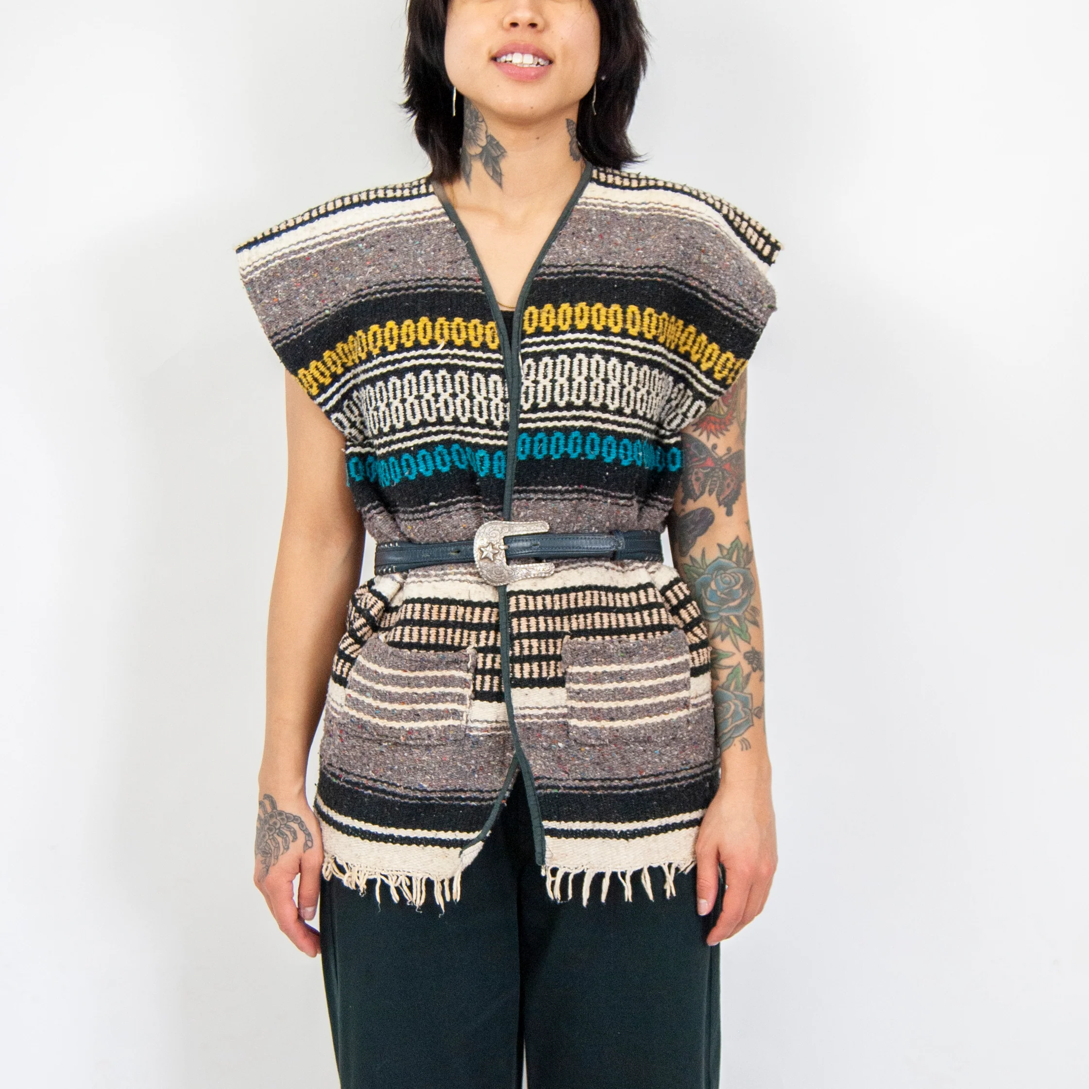 70s Cotton And Wool Blanket Vest - Image 2