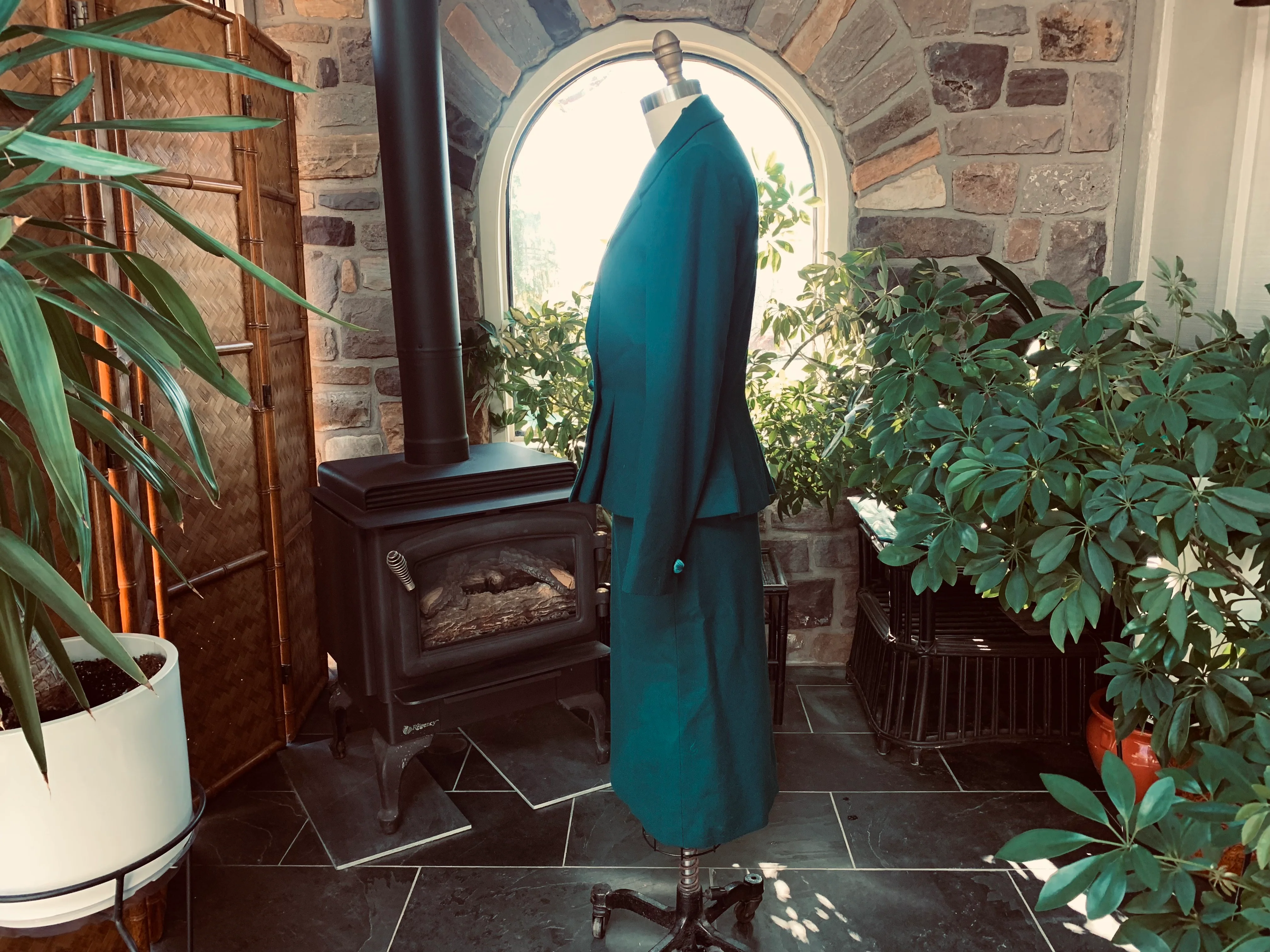 70s 70s Does 40s Teal Wool Jacket And Skirt Suit By Nipon Coature - Image 6
