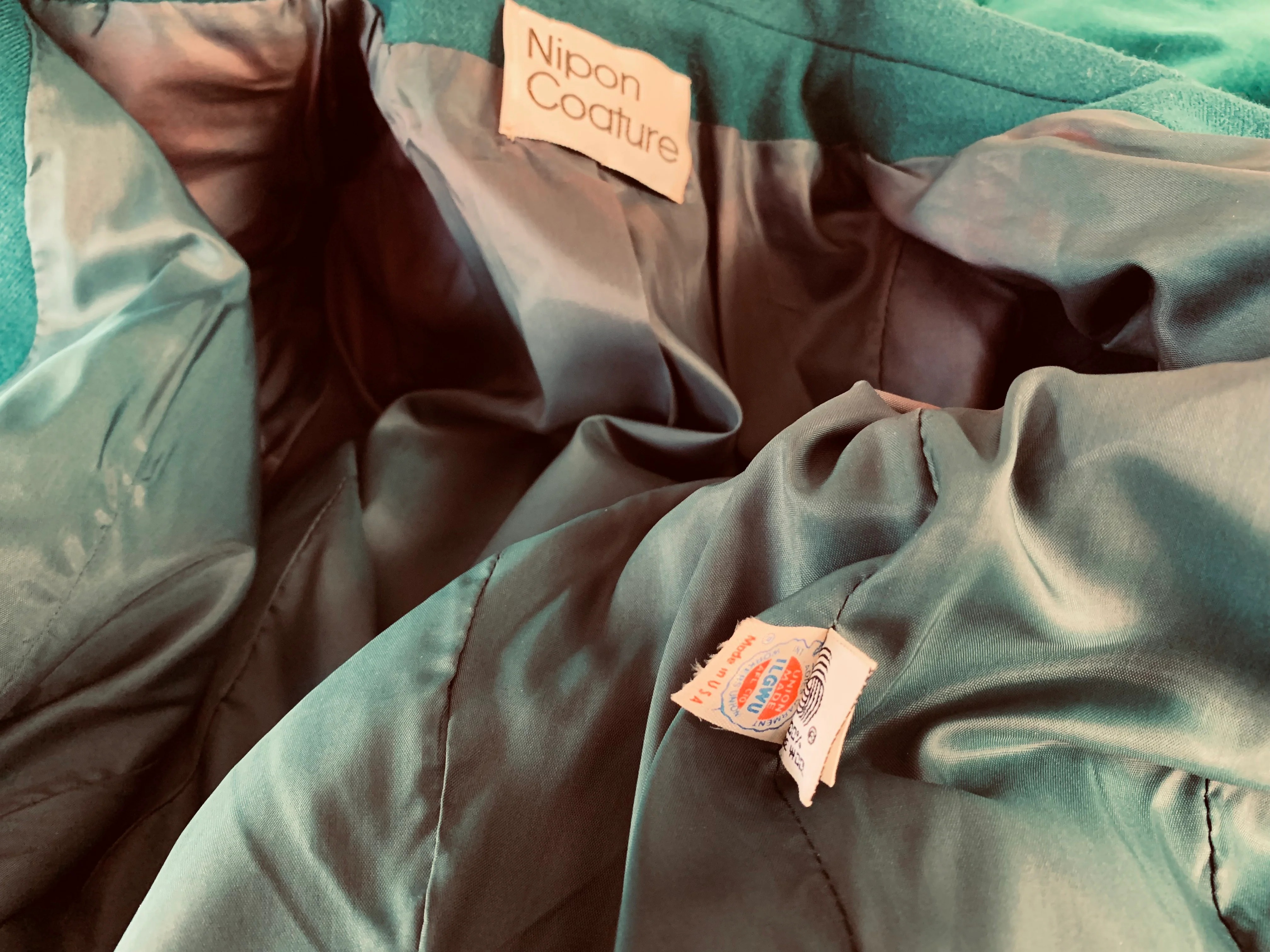 70s 70s Does 40s Teal Wool Jacket And Skirt Suit By Nipon Coature - Image 9