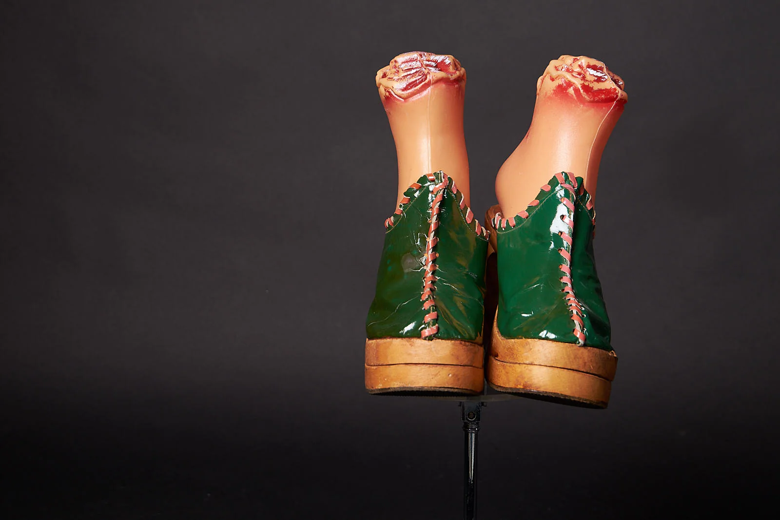 70s 70s Platform Green Stitched Heels Mules Shoes By Martinelli - Image 3