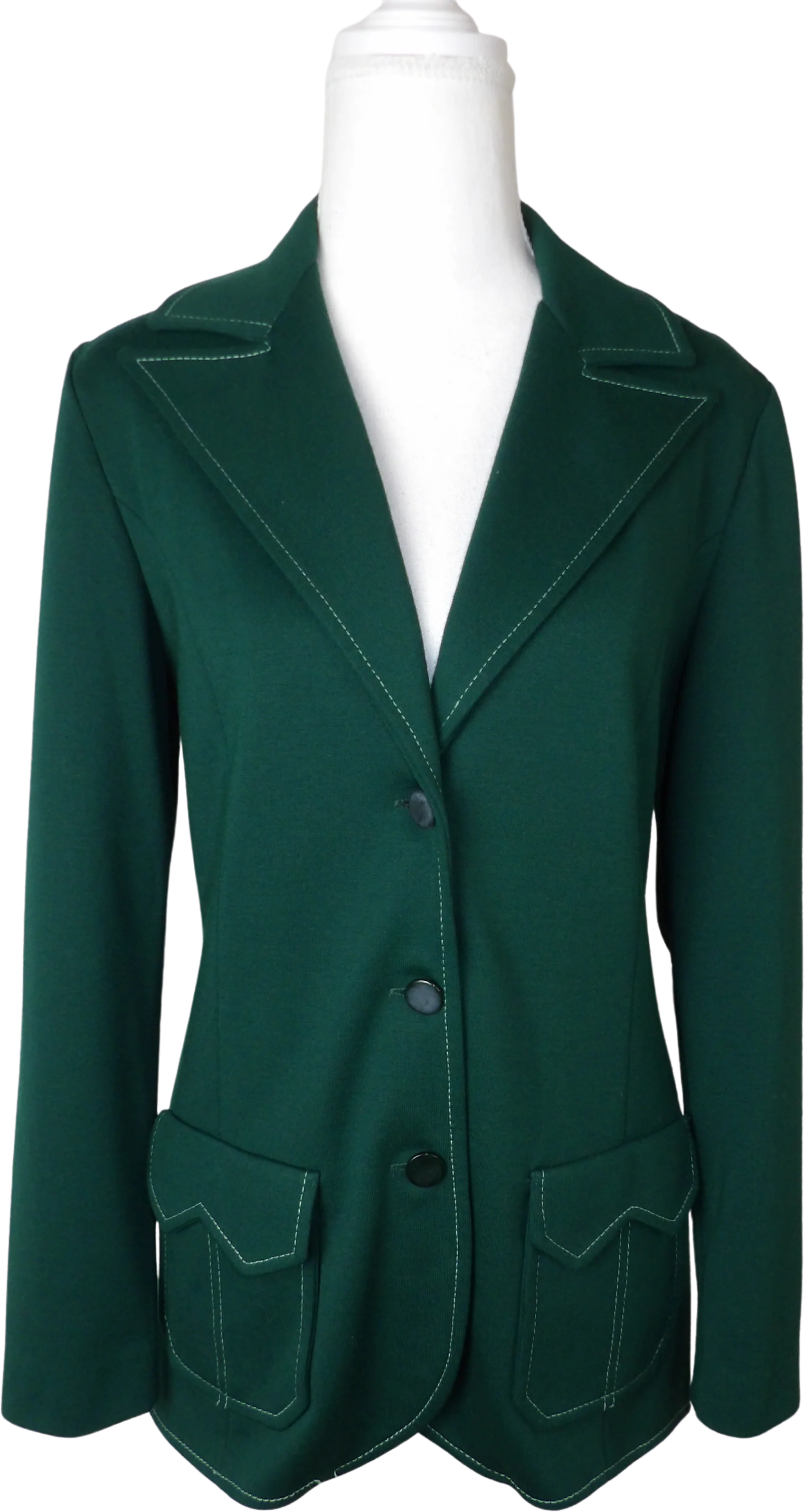 70s 70s Vintage Polyester Emerald Green Blazer / Sz 10 By Personal Division of Leslie Fay