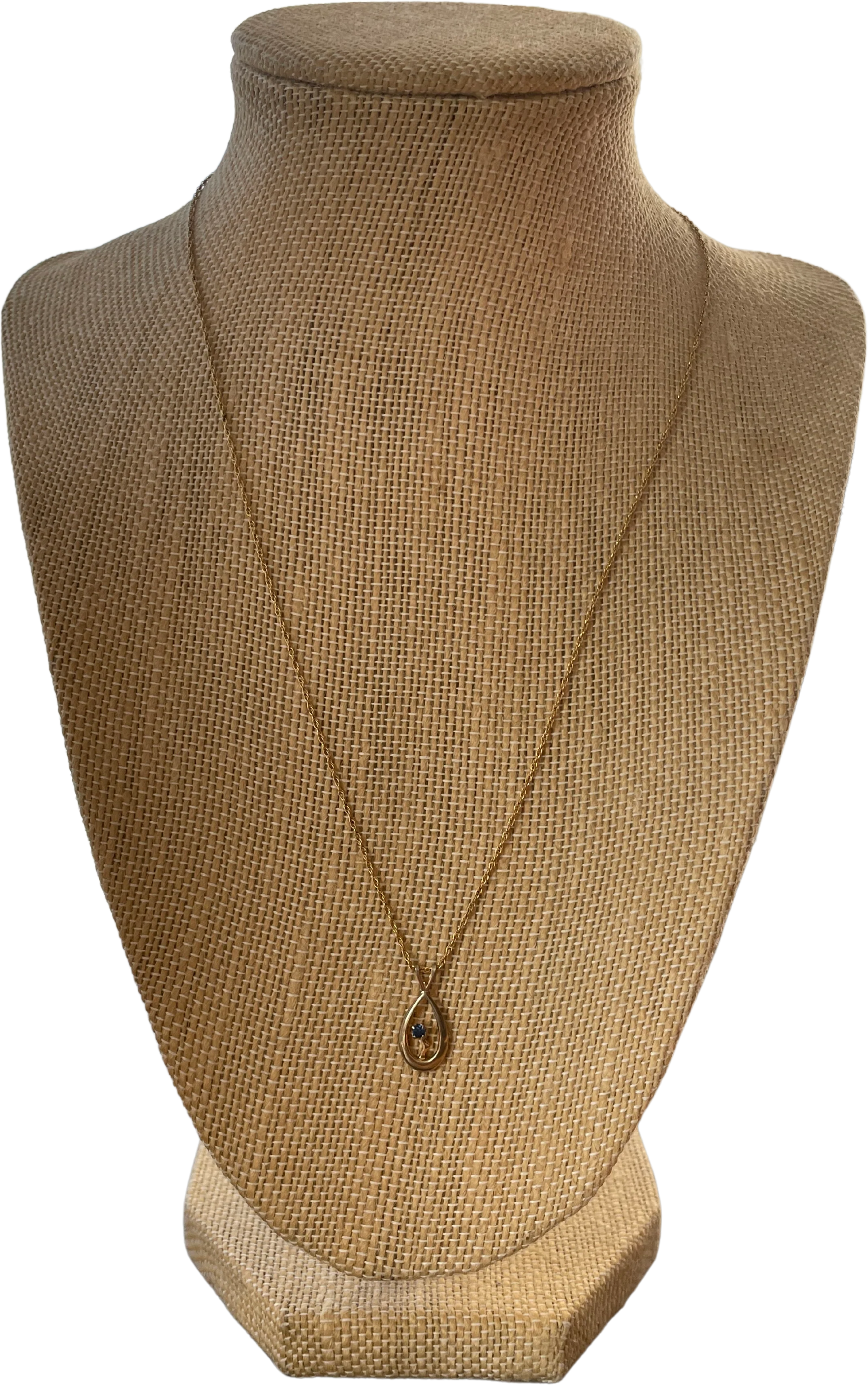 70s/80s 14k Gold Filled Necklace With Sapphire Pendant