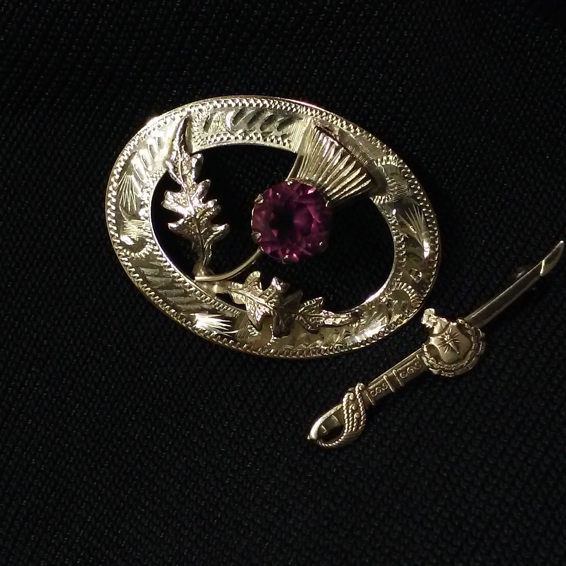 70s/80s 2-pc Set Sterling Silver Thistle Brooch Sword Pin By Ward Bros Wbs and Marked Sterling - Image 3