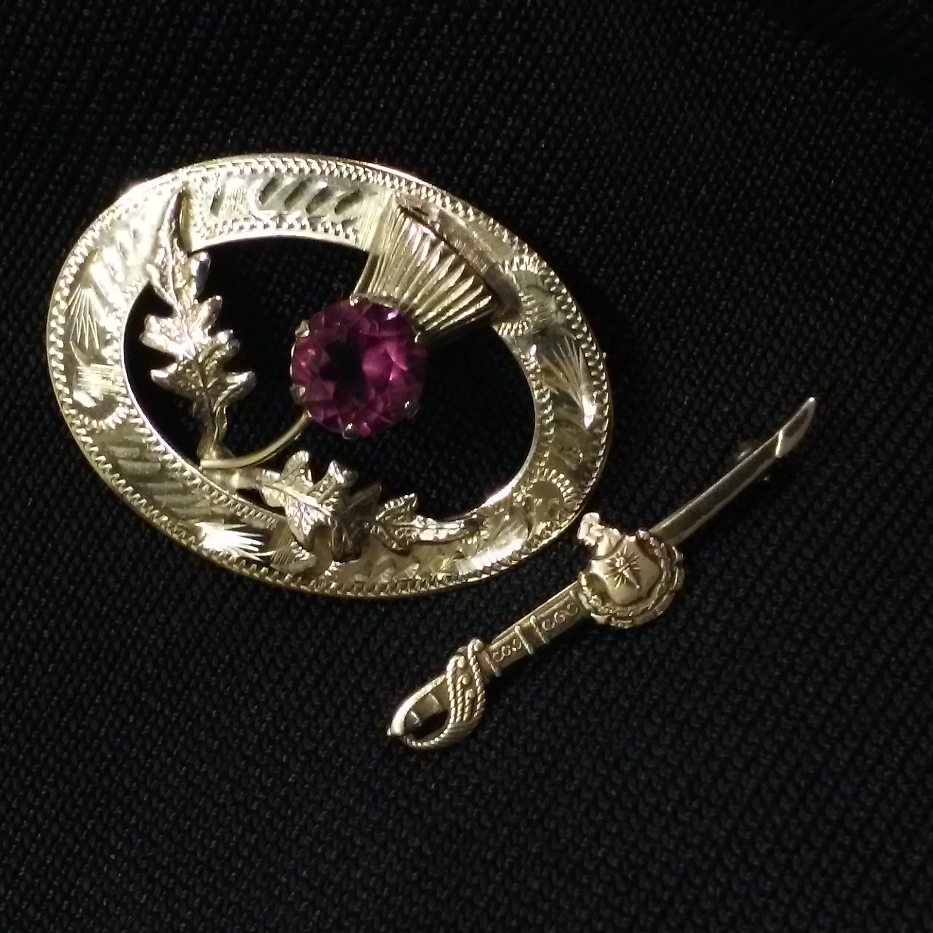 70s/80s 2-pc Set Sterling Silver Thistle Brooch Sword Pin By Ward Bros Wbs and Marked Sterling - Image 4