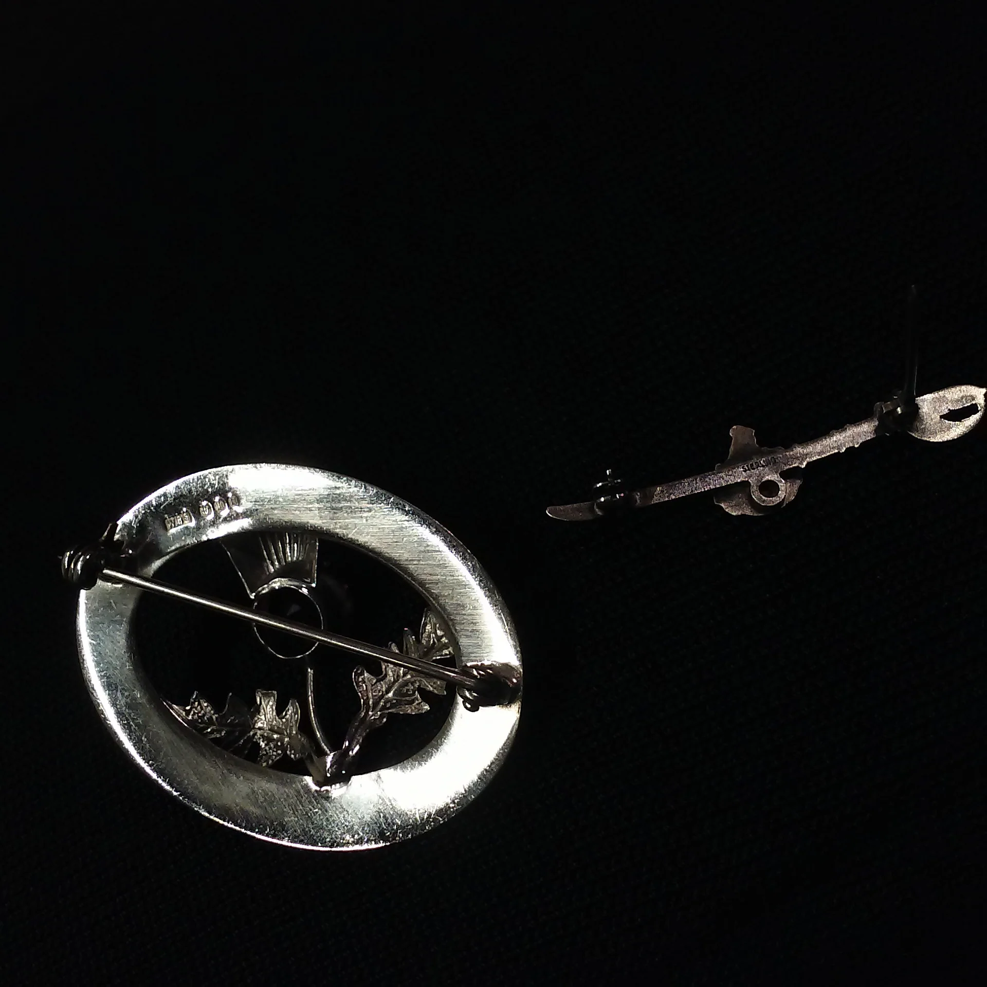 70s/80s 2-pc Set Sterling Silver Thistle Brooch Sword Pin By Ward Bros Wbs and Marked Sterling - Image 8