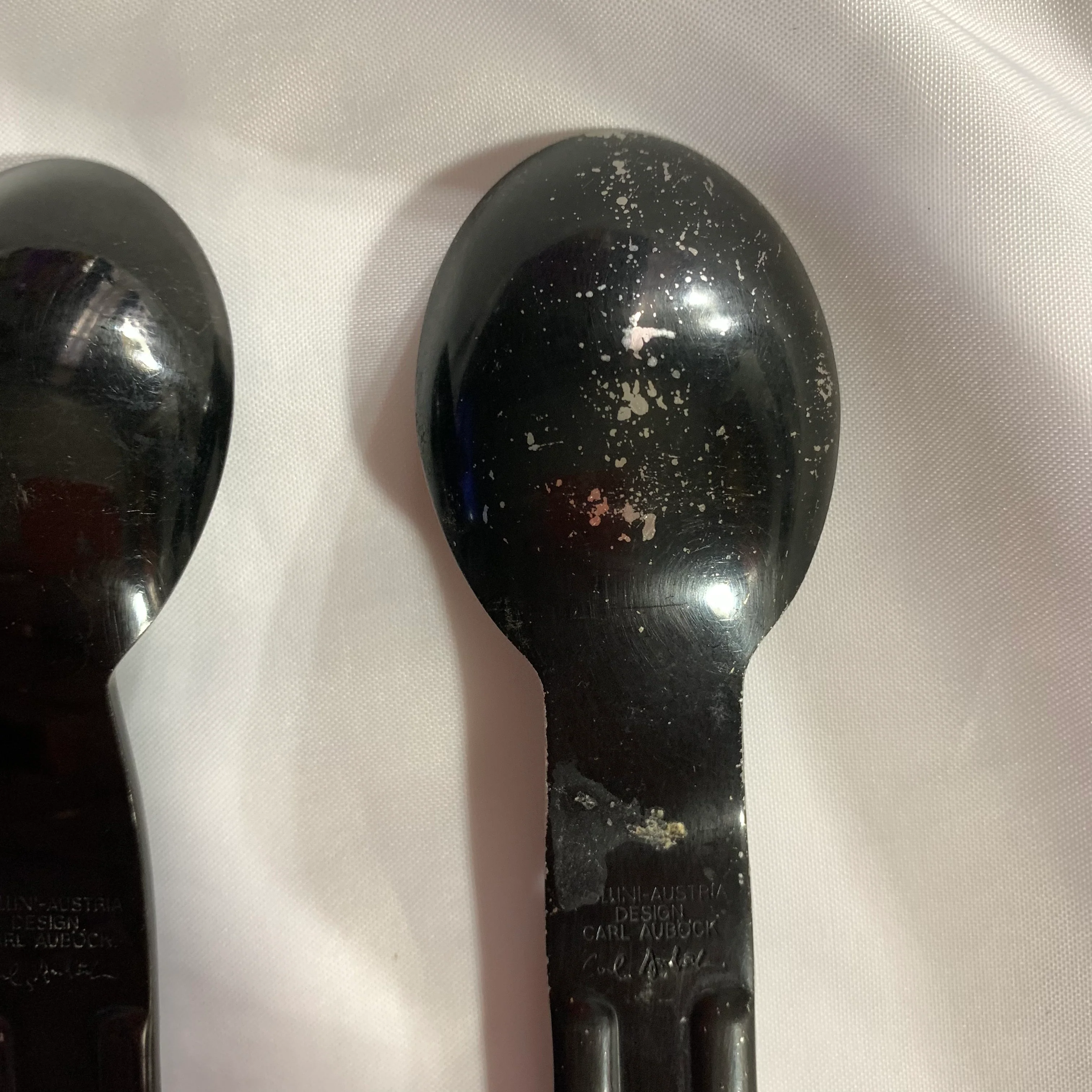 70s/80s 5 Place Settings Black Anodized Stainless Flatware By Carl Aubock for Collini Design Austria - Image 12