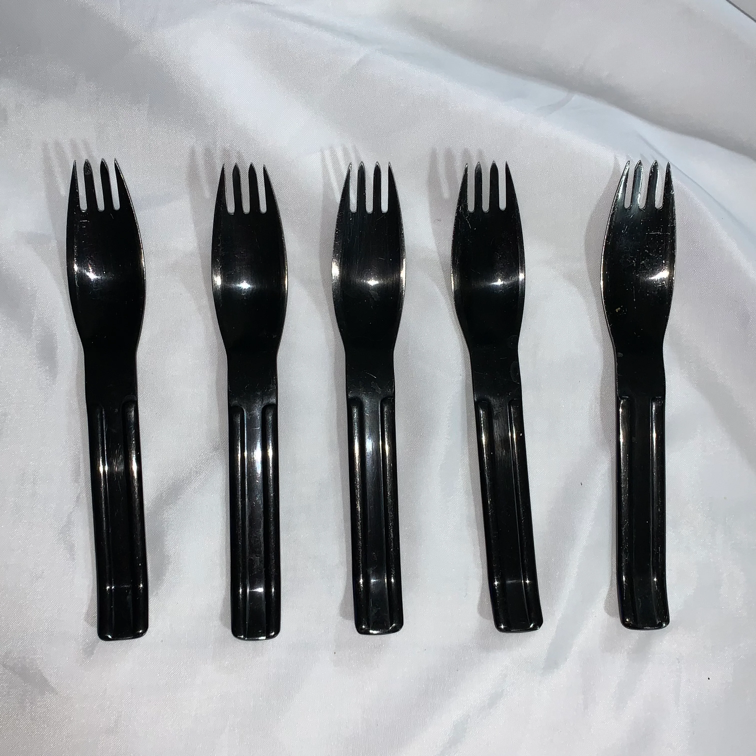 70s/80s 5 Place Settings Black Anodized Stainless Flatware By Carl Aubock for Collini Design Austria - Image 5